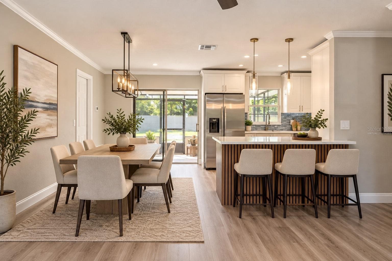 Virtually Staged Dining & Kitchen Transition - 720 GEORGIA AVE, LONGWOOD