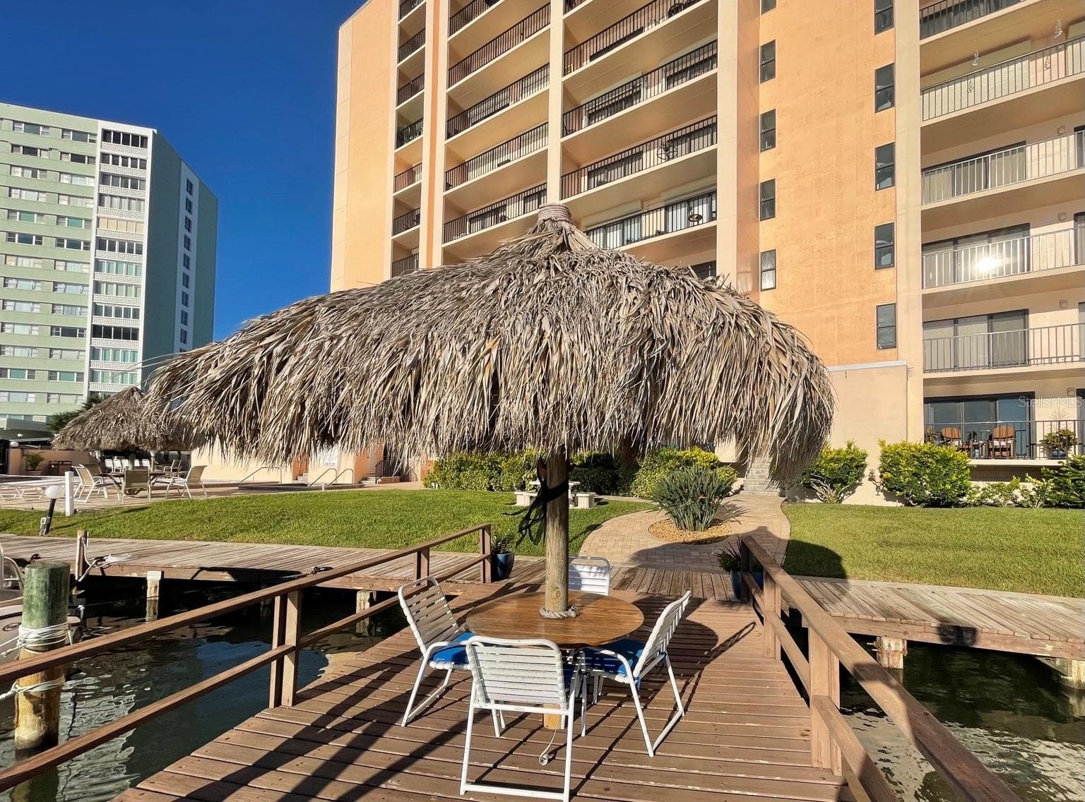 View from waterside Tiki back at the building - 51 ISLAND WAY #1109, CLEARWATER