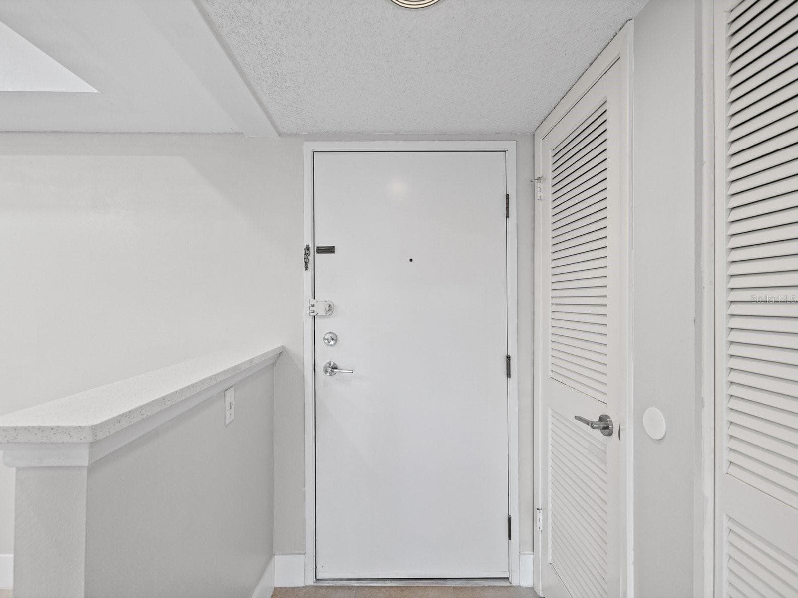 Entry with kitchen on left and pantry closet on right - 2593 COUNTRYSIDE BLVD #7304, CLEARWATER