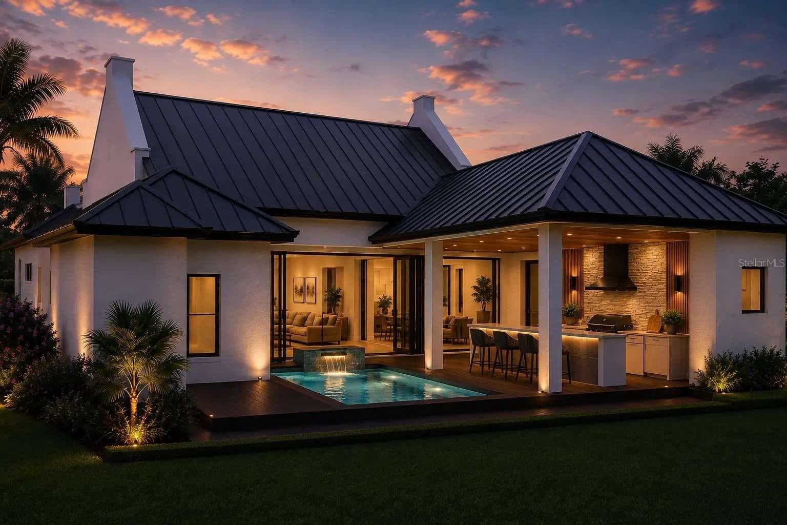Artist's rendering of proposed residence; not a photograph of completed construction. Final design, finishes and landscaping may vary. - 3970 RED ROCK LN, SARASOTA