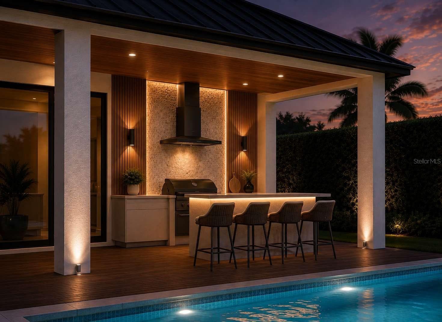Artist's rendering of proposed residence; not a photograph of completed construction. Final design, finishes and landscaping may vary. - 3970 RED ROCK LN, SARASOTA