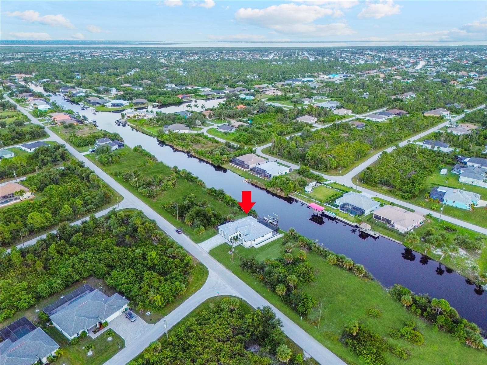Aerial View of Property and Surrounding Waterways - 8568 SANTA CRUZ DR, PORT CHARLOTTE