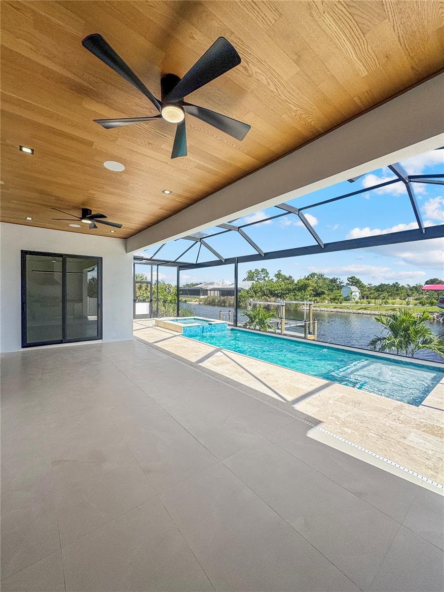 Covered Lanai with Custom Wood Ceiling and Pool View - 8568 SANTA CRUZ DR, PORT CHARLOTTE