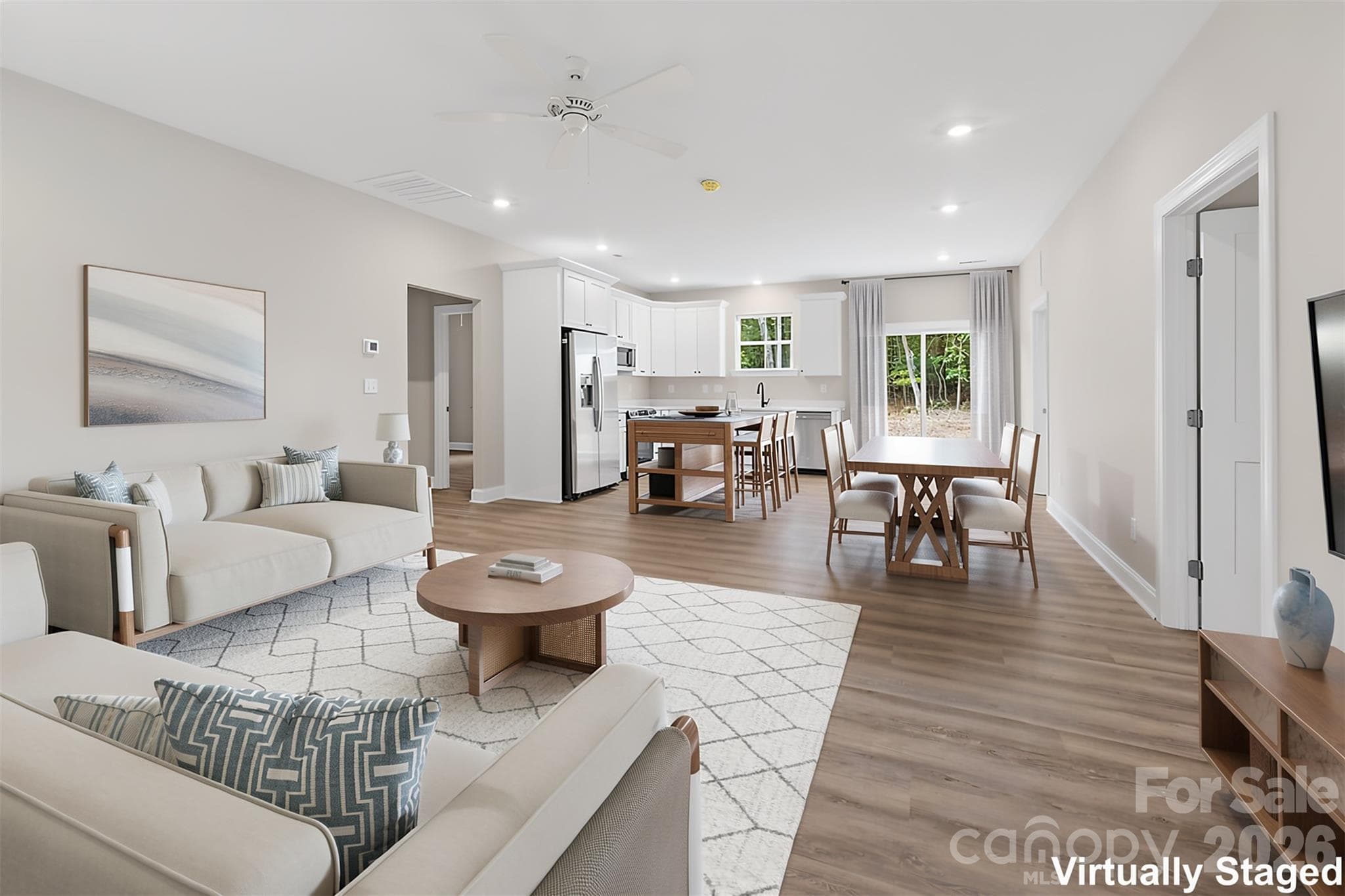 Virtually Staged Living/Dining/Kitchen Open Concept - 318 Stanback Street, Mount Gilead