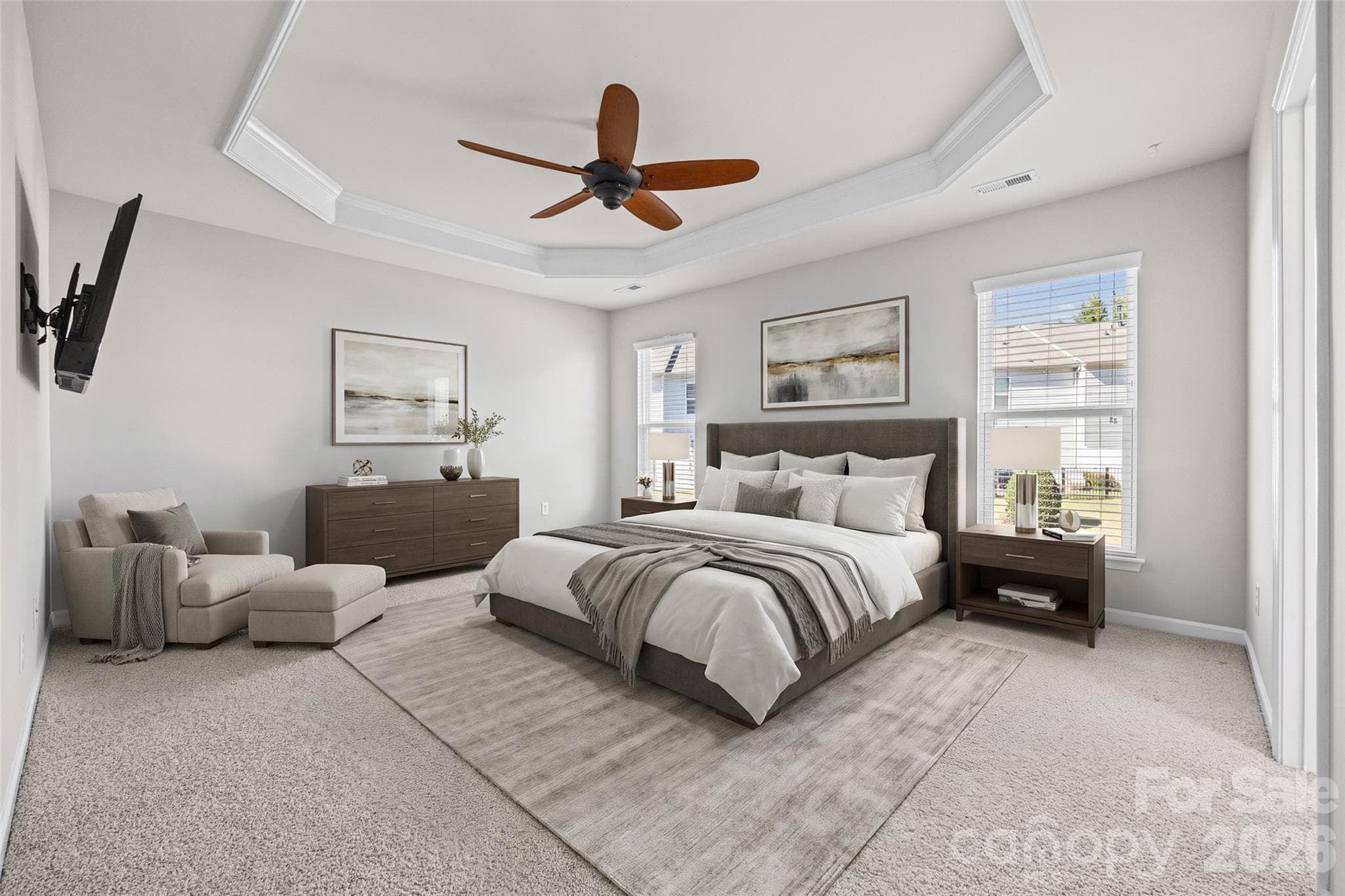 Virtually staged Primary Bedroom - 6607 Portland Rose Lane, Charlotte