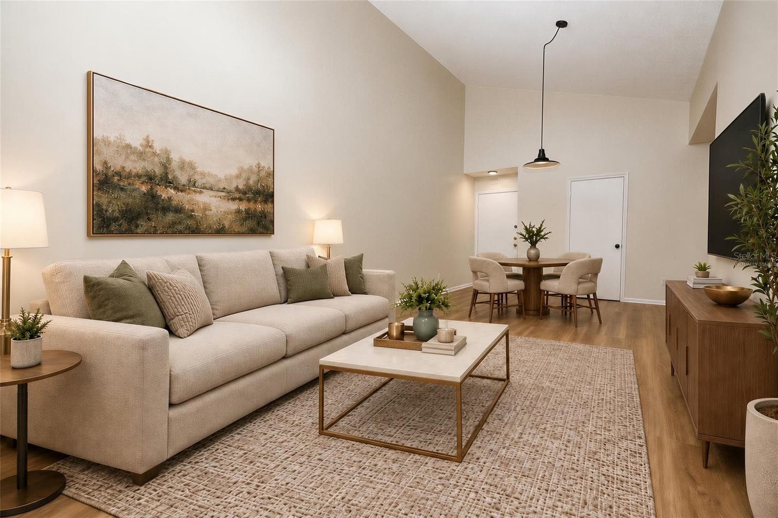 Living Room Virtually Staged - 3823 ATRIUM DR #U-7, ORLANDO