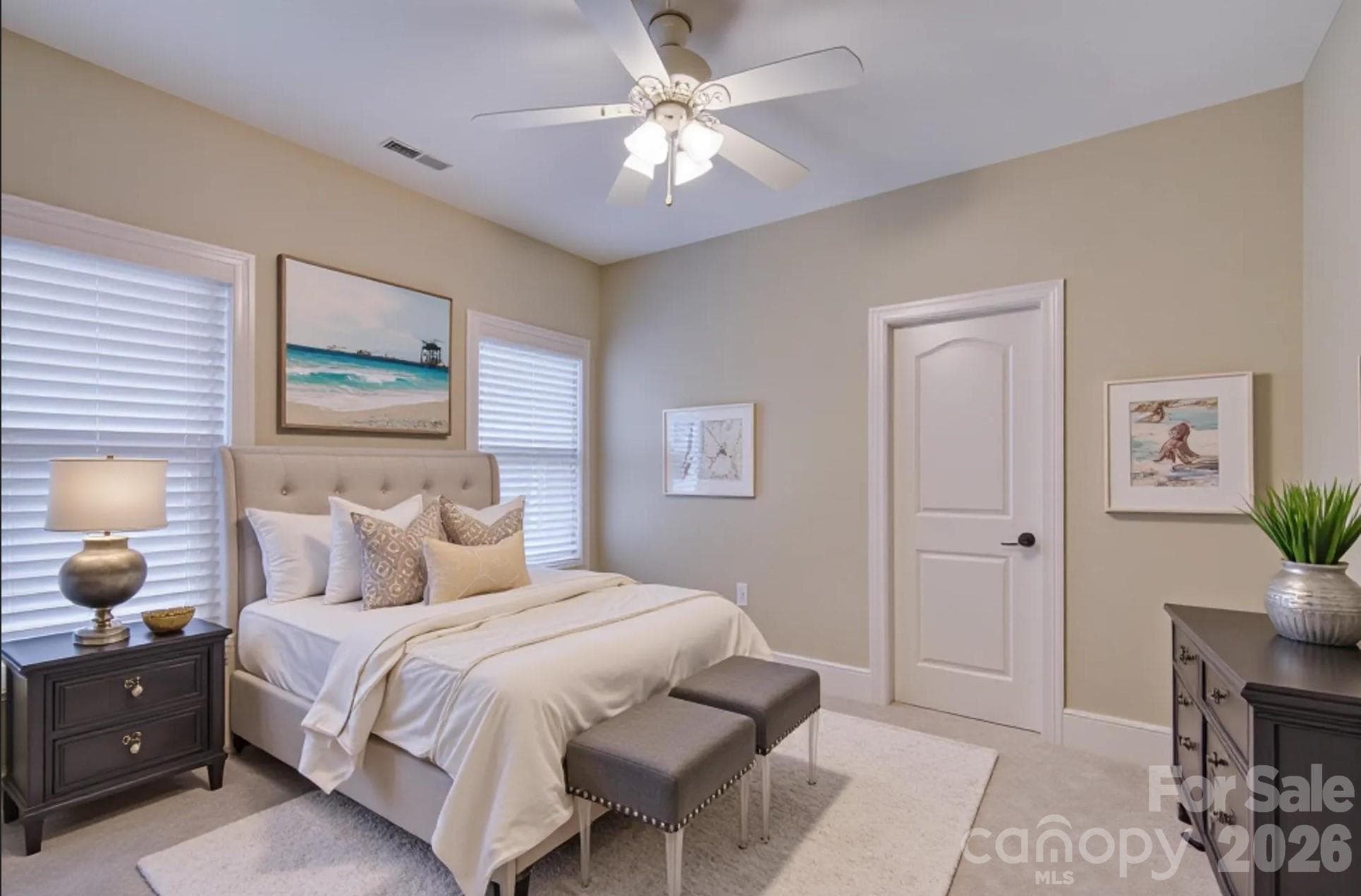 Virtually staged guest bedroom 2 - 17733 Colleton River Lane, Charlotte