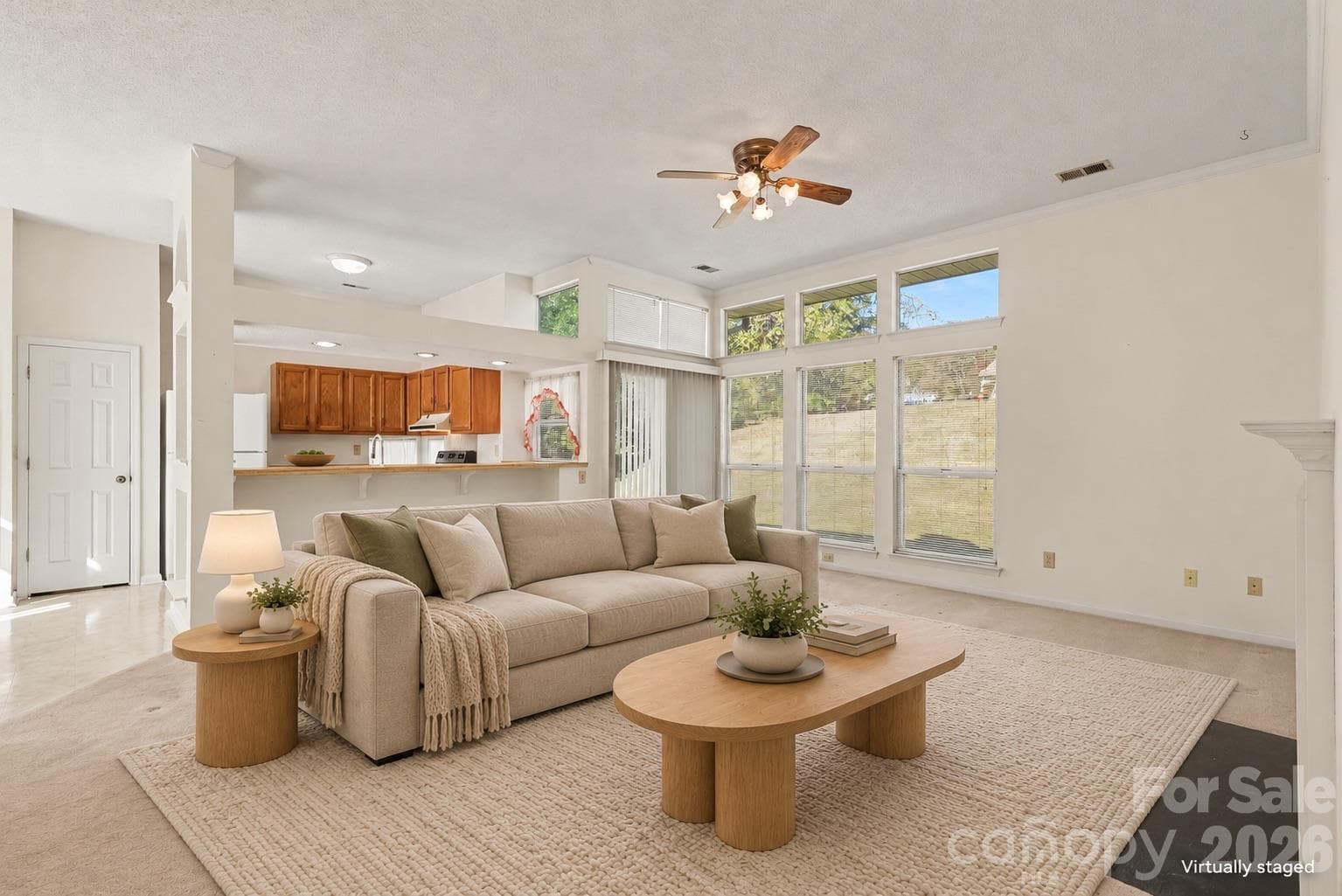 Family room virtually staged - 5929 Old Meadow Road, Charlotte