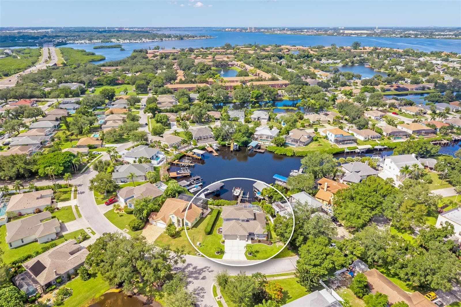 Ariel View looking west towards Manatee River and the bridges heading towards Anna Maria - 124 41ST CIR E, BRADENTON