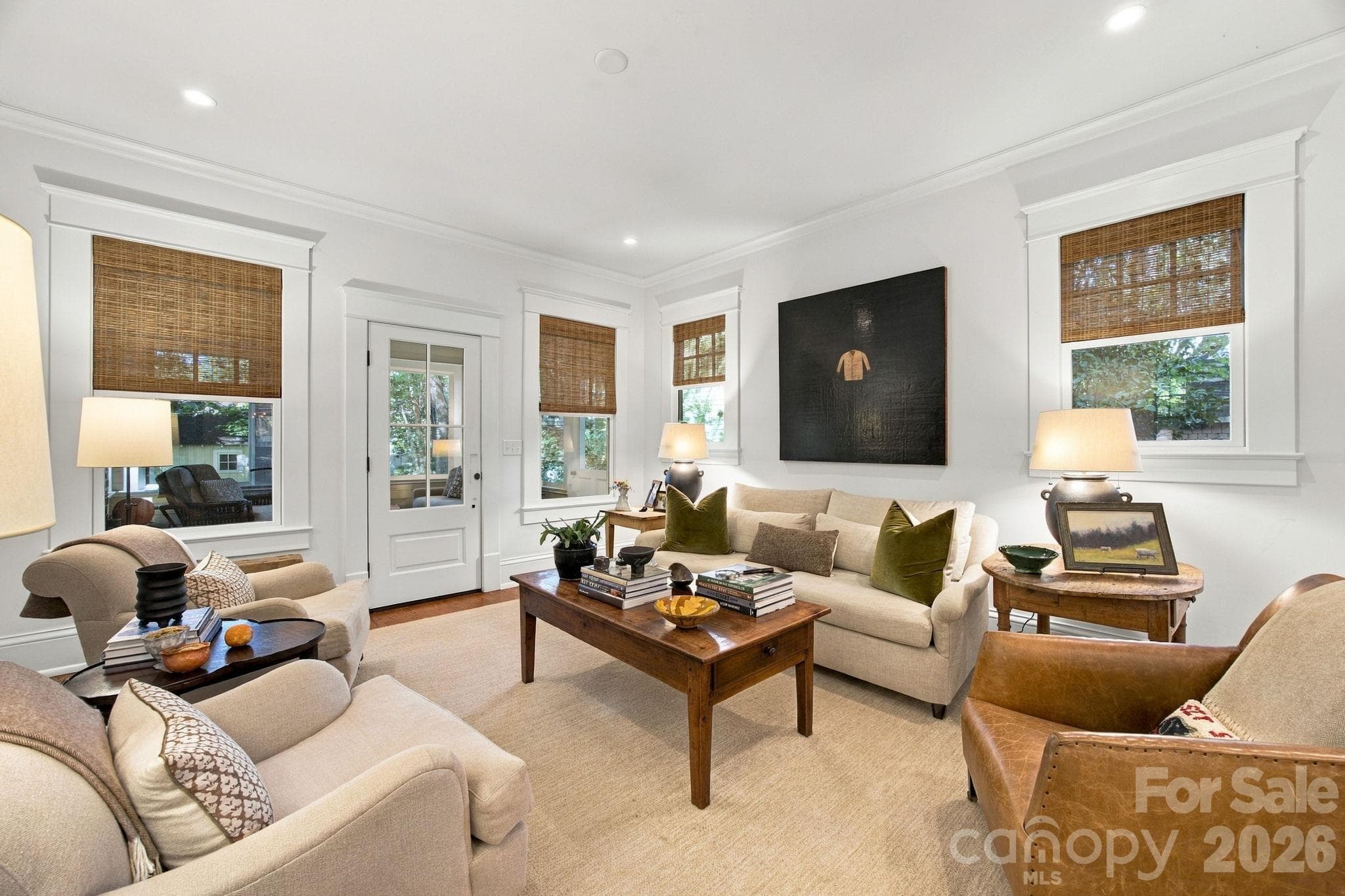 Den leading to screened porch, open to kitchen - 1912 Park Road, Charlotte