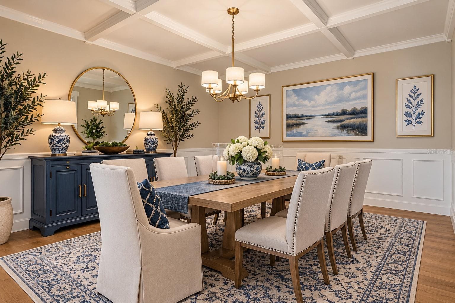 Dining Room with trey ceiling and wainscotting. - 755 KEENELAND PIKE, LAKE MARY