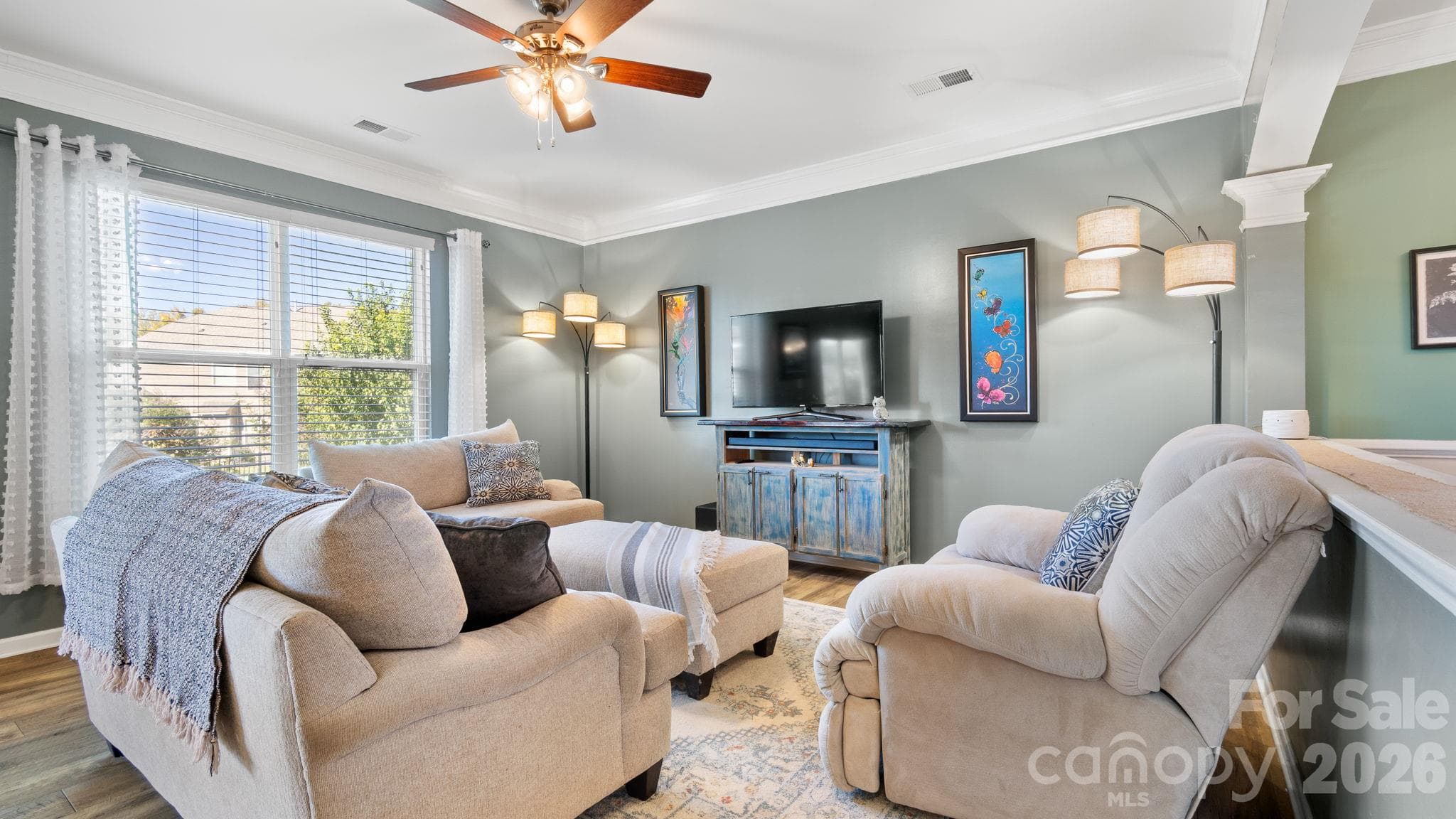 Spacious living room overlooking lush backyard - 1232 New River Drive, Concord