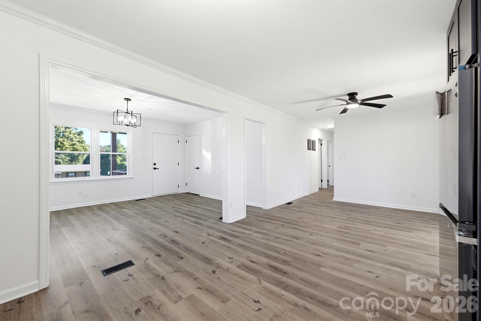 Living and dining area view from kitchen - 2859 Toney Road, Lawndale