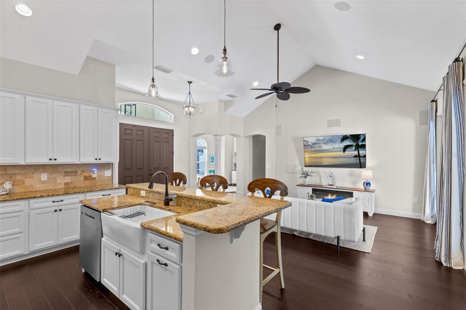 Kitchen open to the family room which is the gathering area for everyone! - 334 PENINSULA ISLAND PT, LONGWOOD
