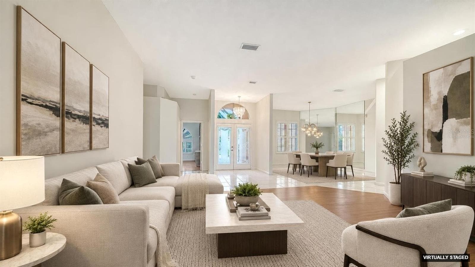 Virtually staged living and dining rooms - 9488 HAWKSMOOR LN, SARASOTA