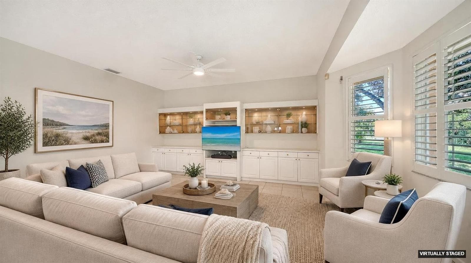 Virtually staged family room - 9488 HAWKSMOOR LN, SARASOTA