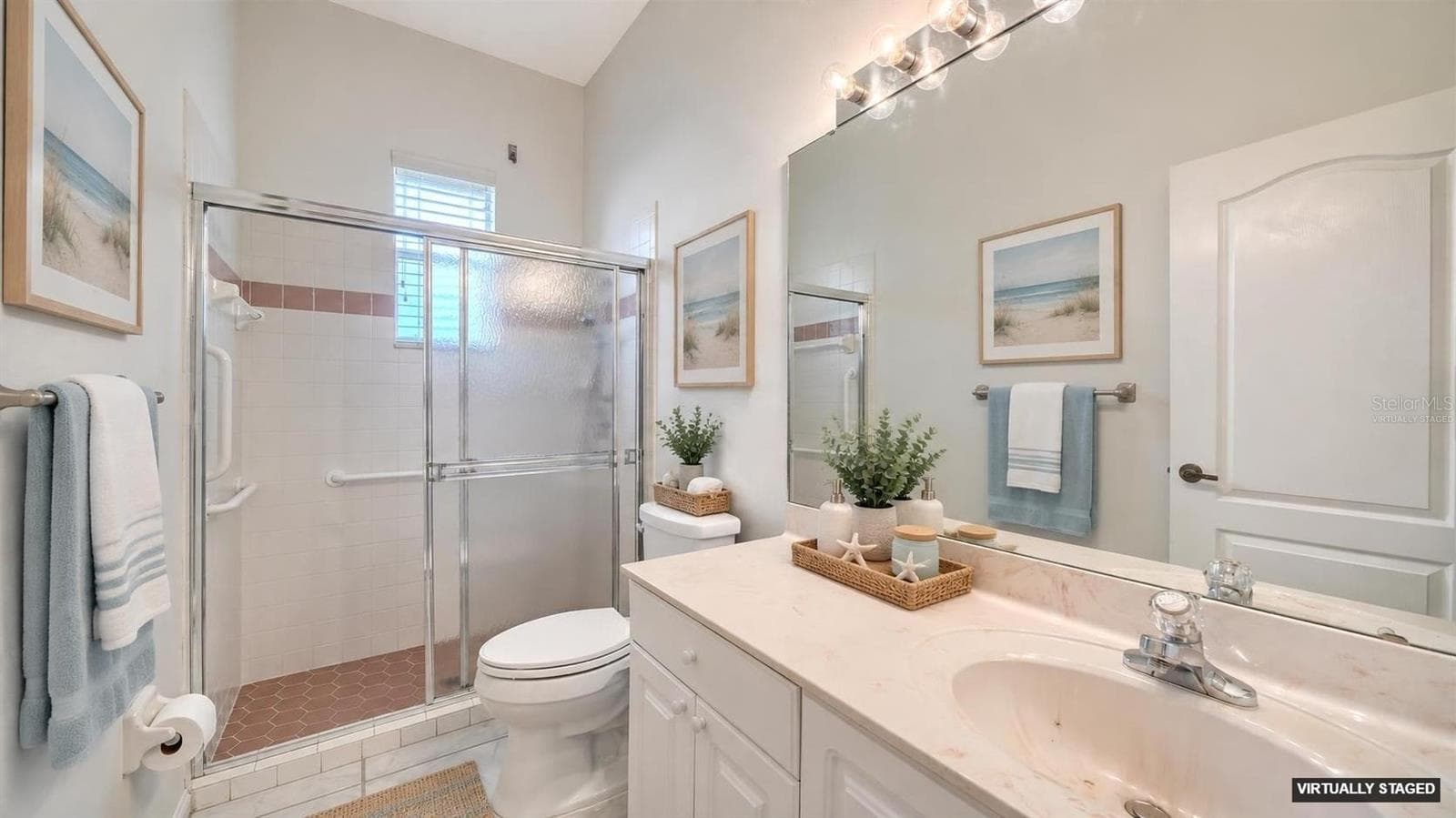 Virtually staged hallway bathroom - 9488 HAWKSMOOR LN, SARASOTA