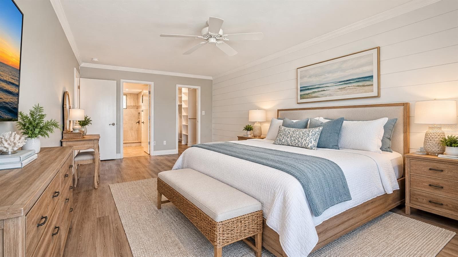 rimary Bedroom virtually staged - 4712 OCEAN BLVD #W5, SARASOTA