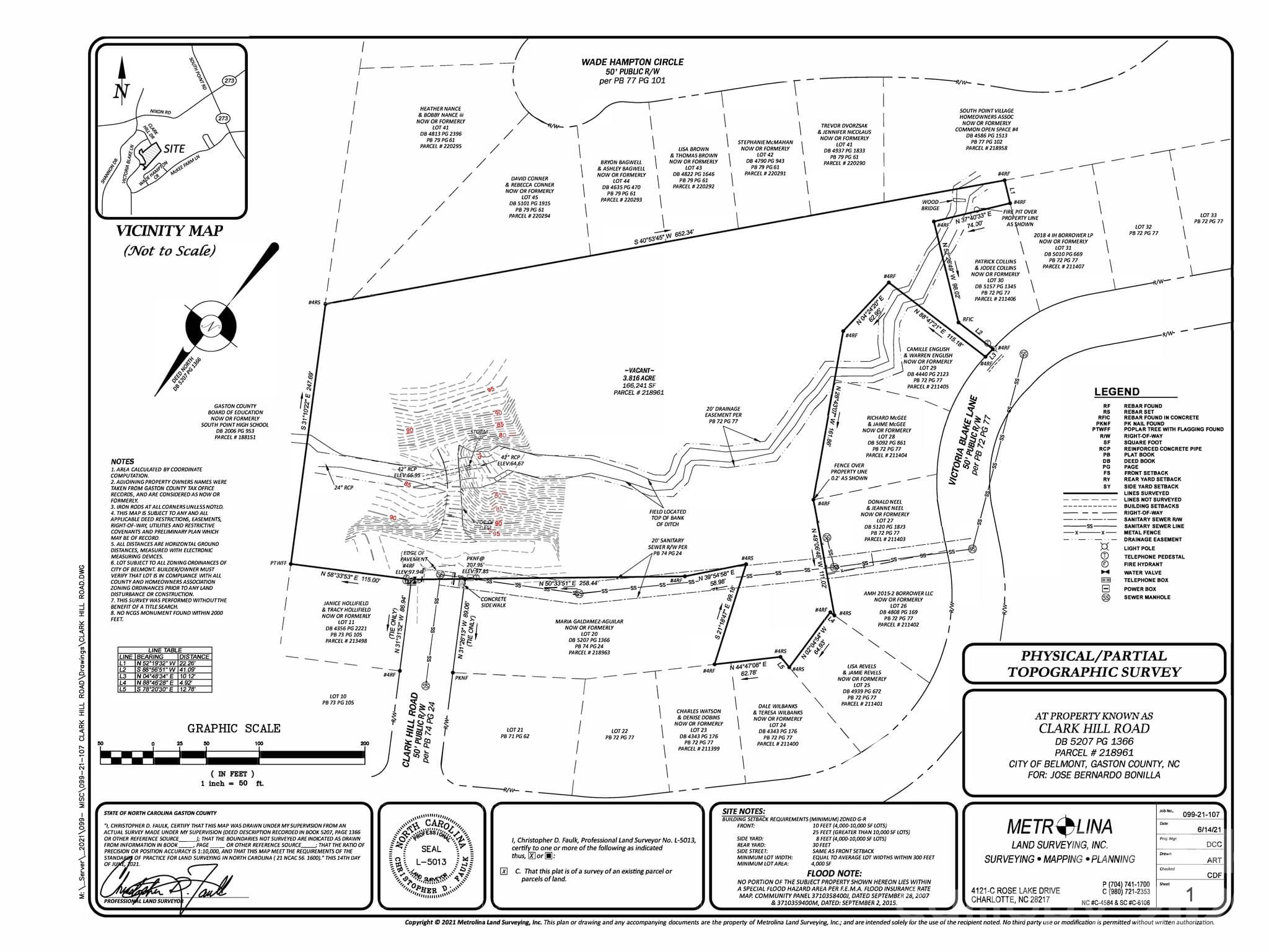 2021 Survey- One Parcel - 1110 Clark Hill Drive, Belmont