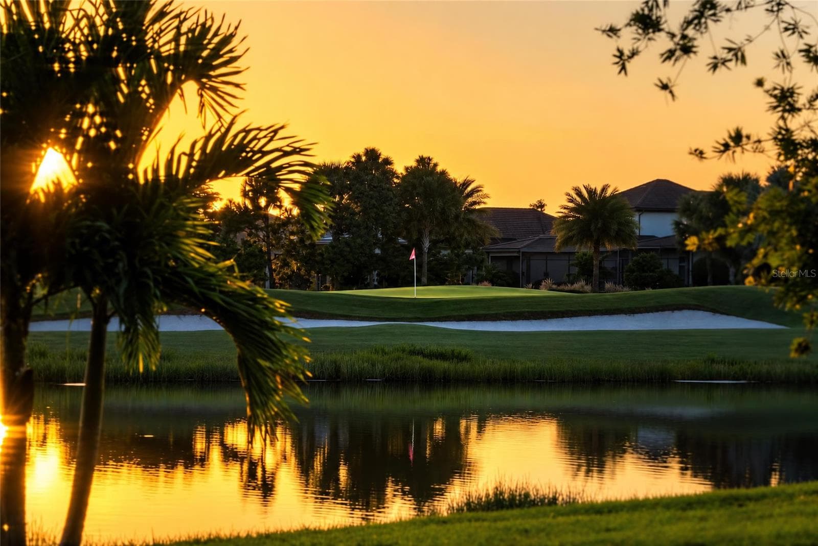 16th Hole View from Lanai at Sunset - 15410 DERNA TER, BRADENTON