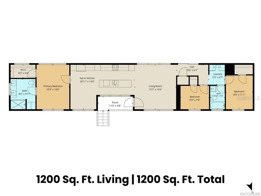 FLOOR PLAN! Explore the home's layout featuring 3 BEDROOMS, 2 BATHROOMS, an OPEN KITCHEN & LIVING AREA, PRIMARY SUITE w/WALK-IN CLOSET, INDOOR LAUNDRY & COVERED FRONT PORCH. - 7528 N CHABAUD TER, CRYSTAL RIVER