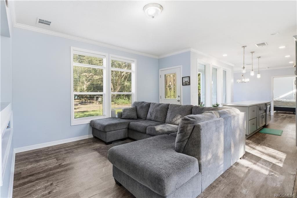 RELAX & MAKE YOURSELF COMFORTABLE! The spacious LIVING ROOM features attractive flooring, abundant natural light & an open connection to the kitchen. - 7528 N CHABAUD TER, CRYSTAL RIVER