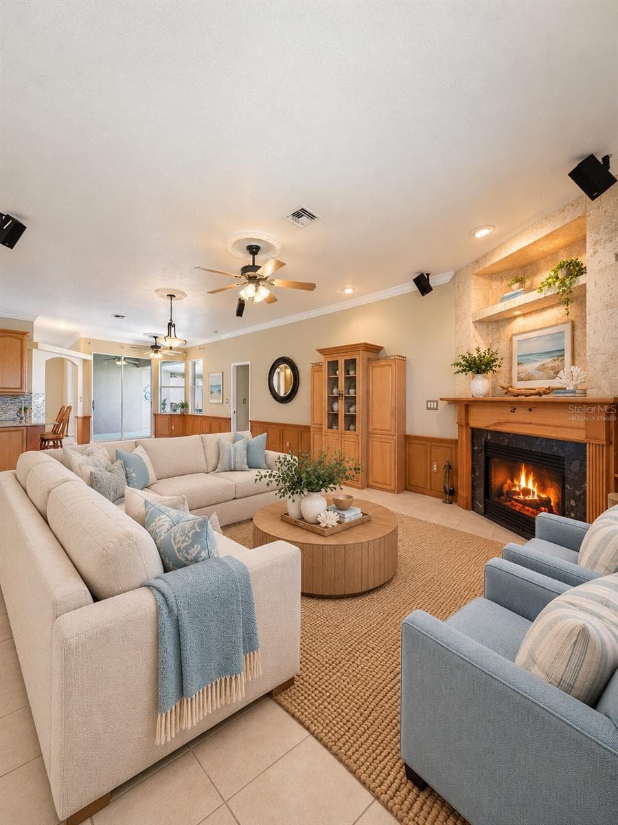 family room virtually staged - 9348 SAN BERNANDINO AVE, ENGLEWOOD