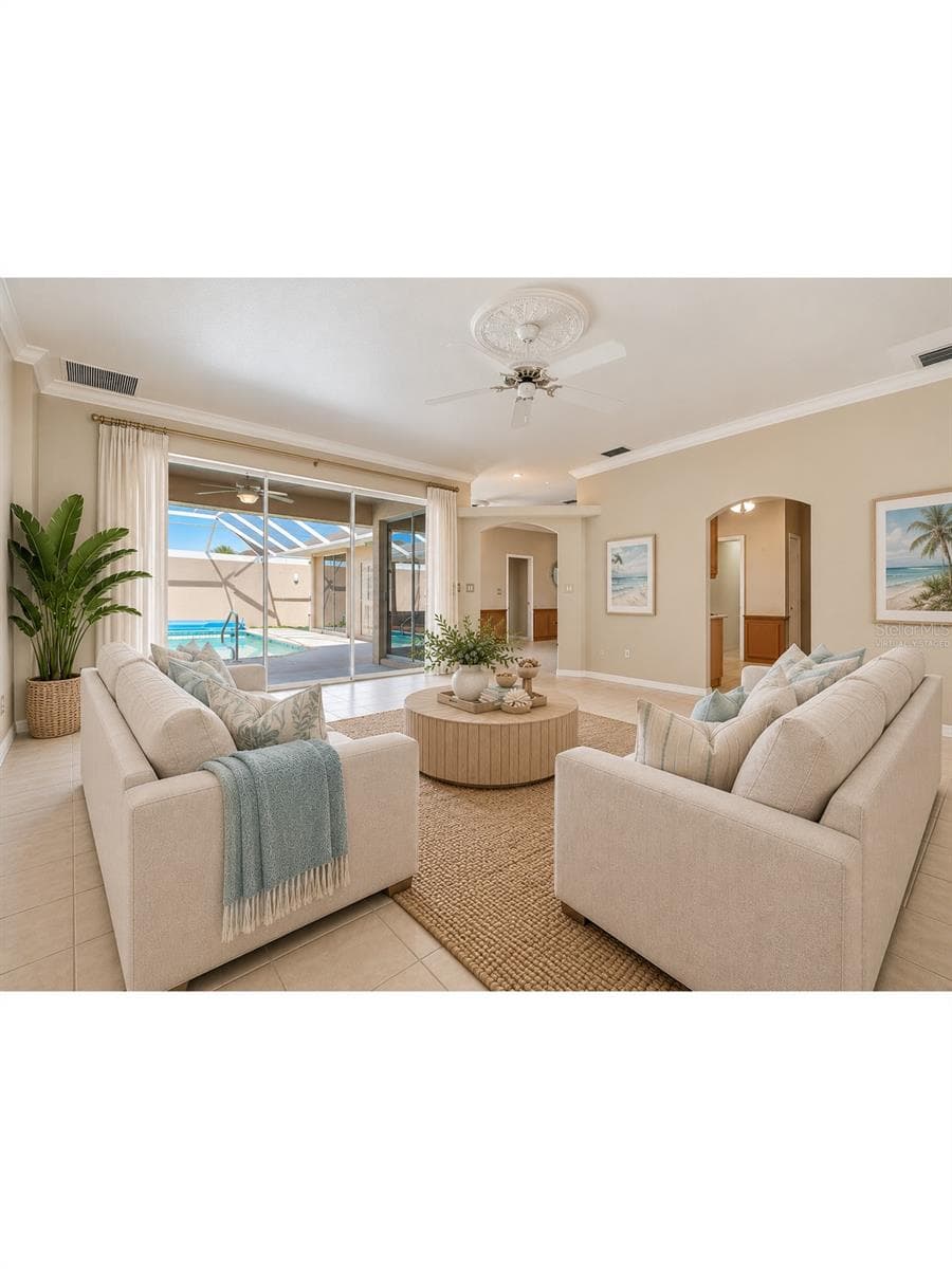 living room virtually staged - 9348 SAN BERNANDINO AVE, ENGLEWOOD