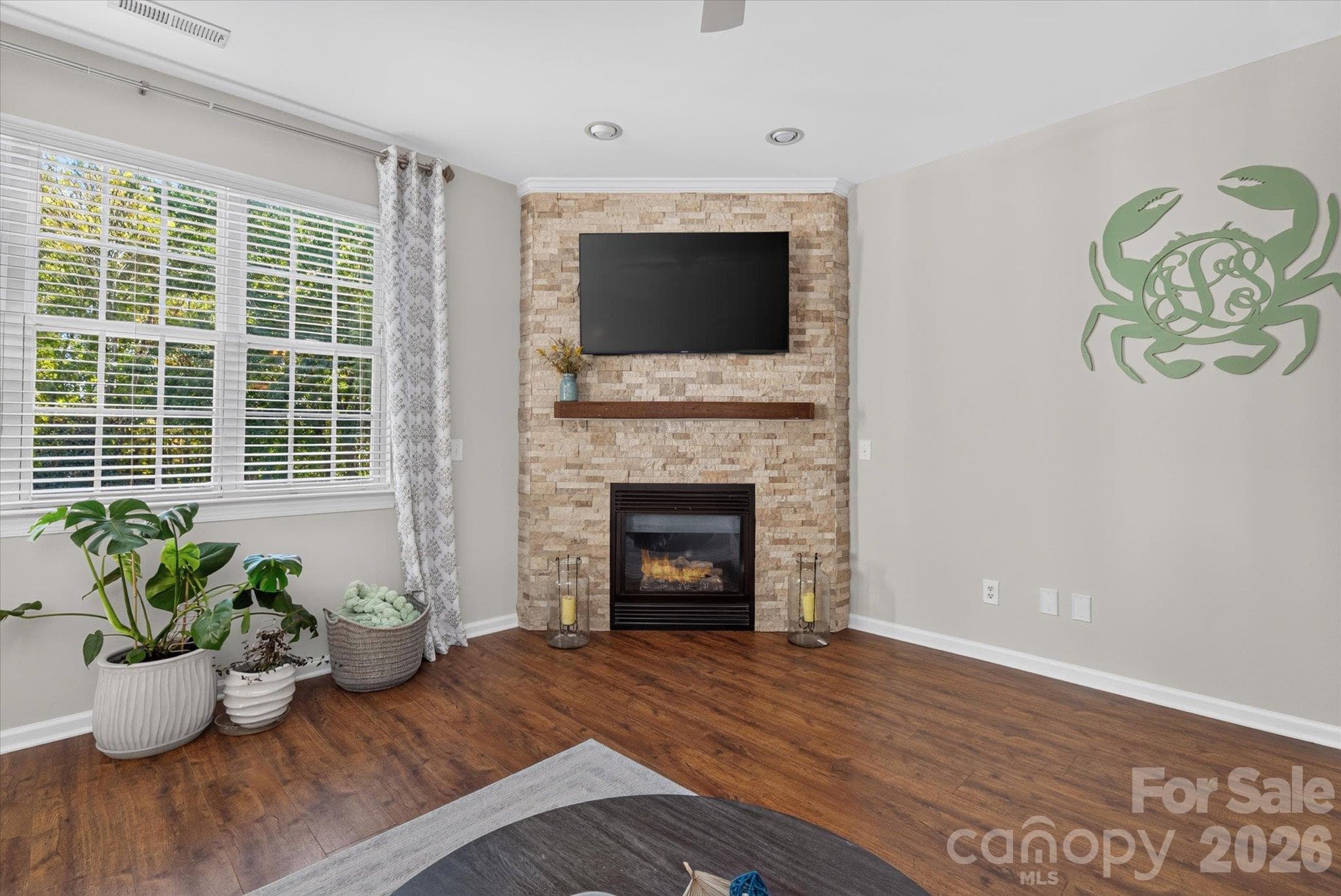 Updated stone fireplace - 6107 Cactus Valley Road, Charlotte