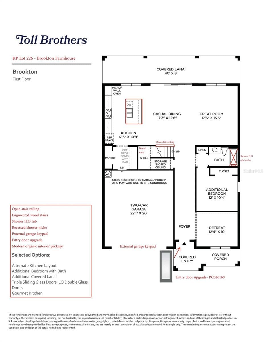 First floor layout with upgrades - 2753 ARBOR DUNE AVE, APOPKA
