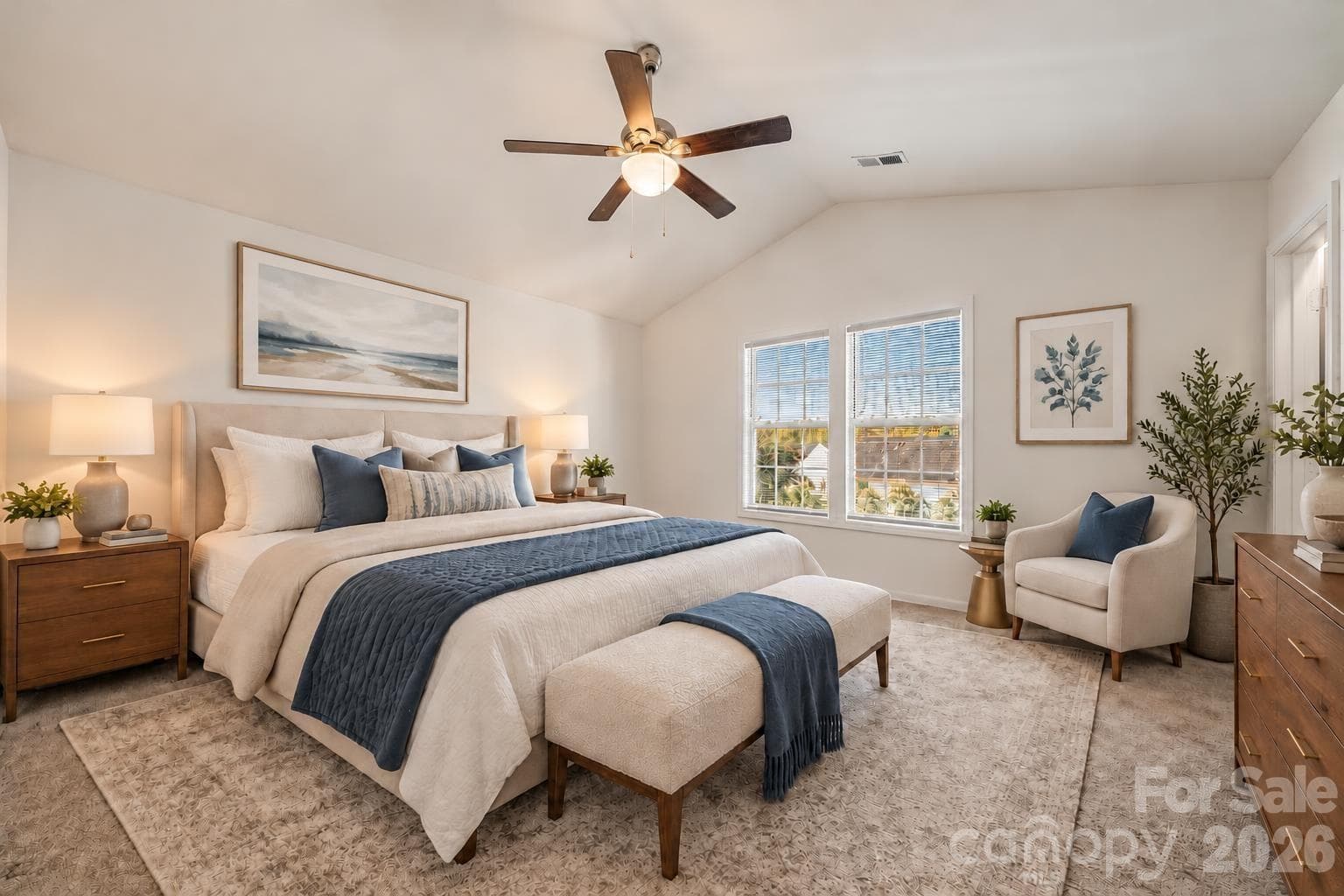 Virtually Staged primary bedroom - 7909 Paper Birch Road, Charlotte