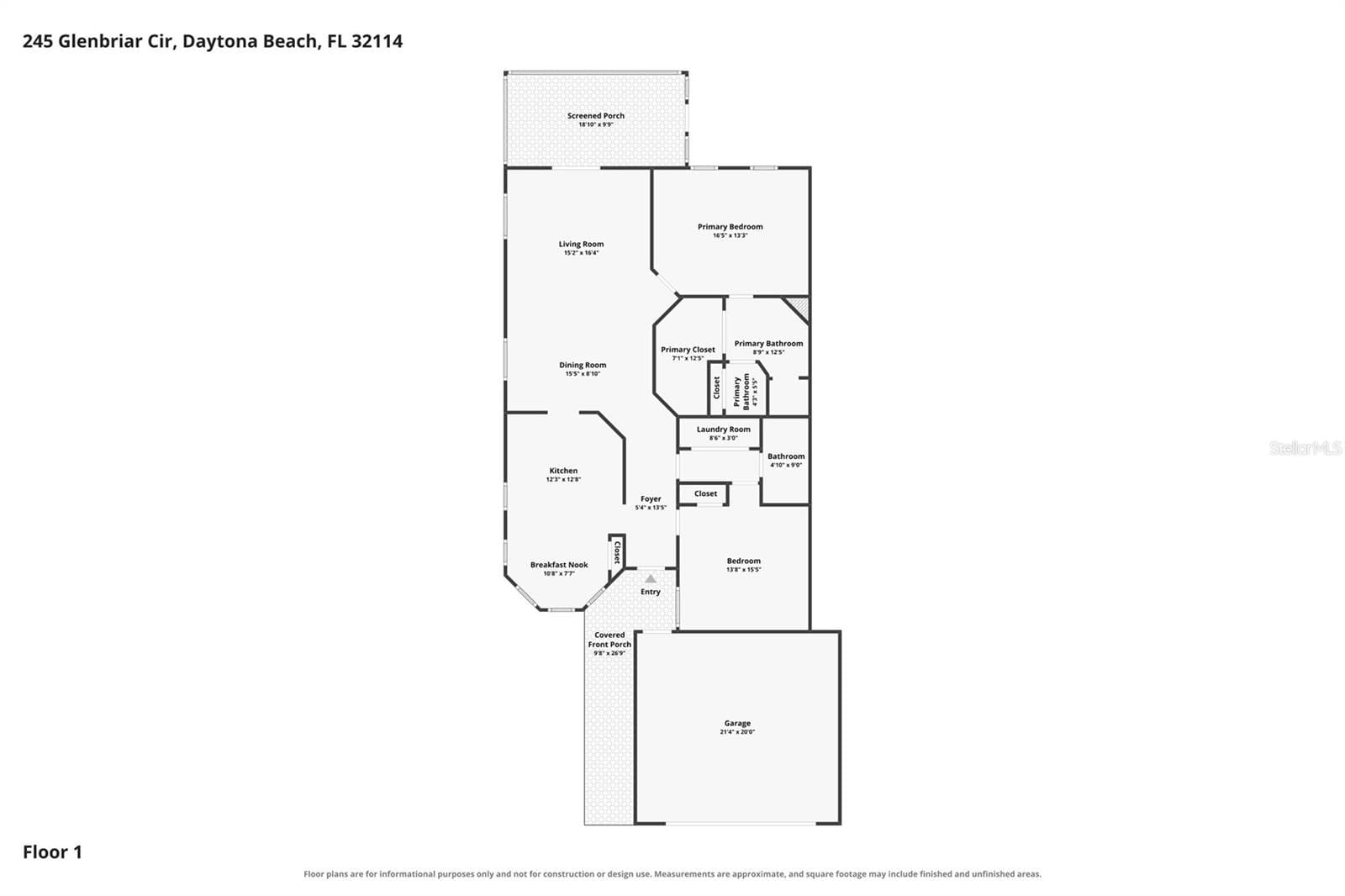 Approximate Floorplan - 245 GLENBRIAR CIR, DAYTONA BEACH