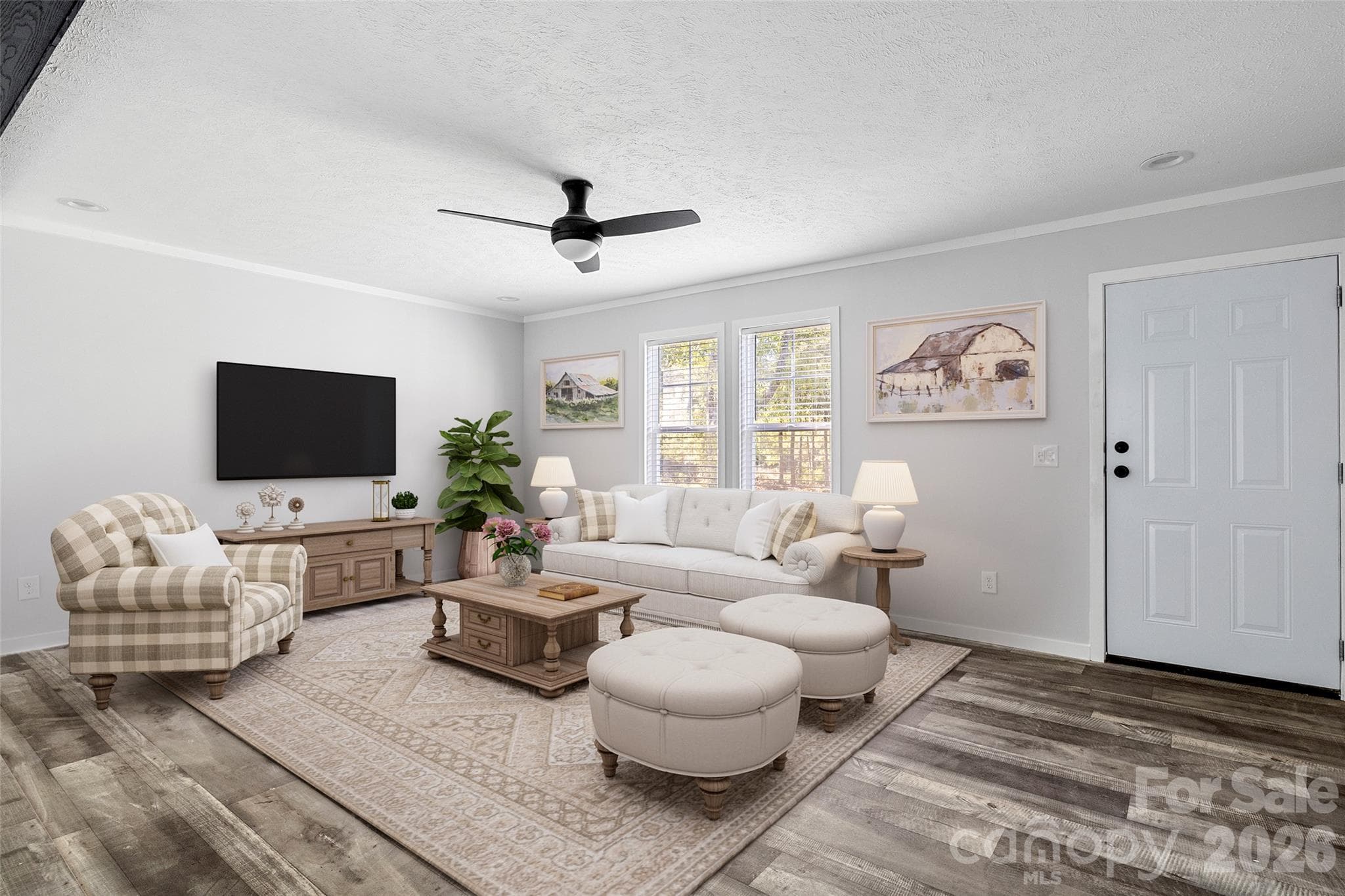Virtually staged great room - 1743 Beaker Road, Heath Springs
