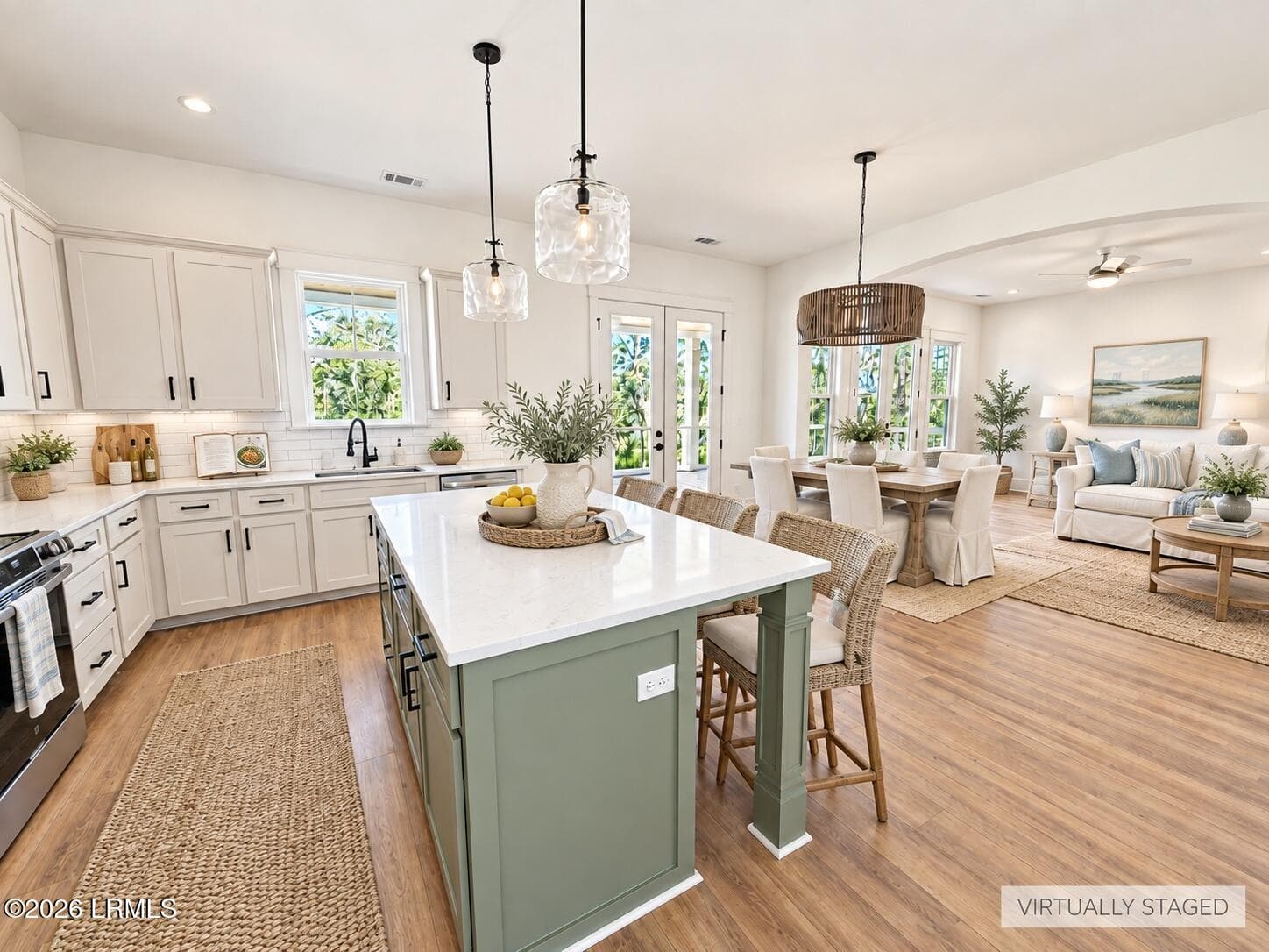 04_coastal_farmhouse_kitchen_and_living_ - 2493 Knowles Island Road, Ridgeland, SC 29936, Ridgeland