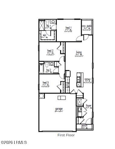 Downing Floor Plan MLS - 864 Sanctum Street, Ridgeland, SC 29936