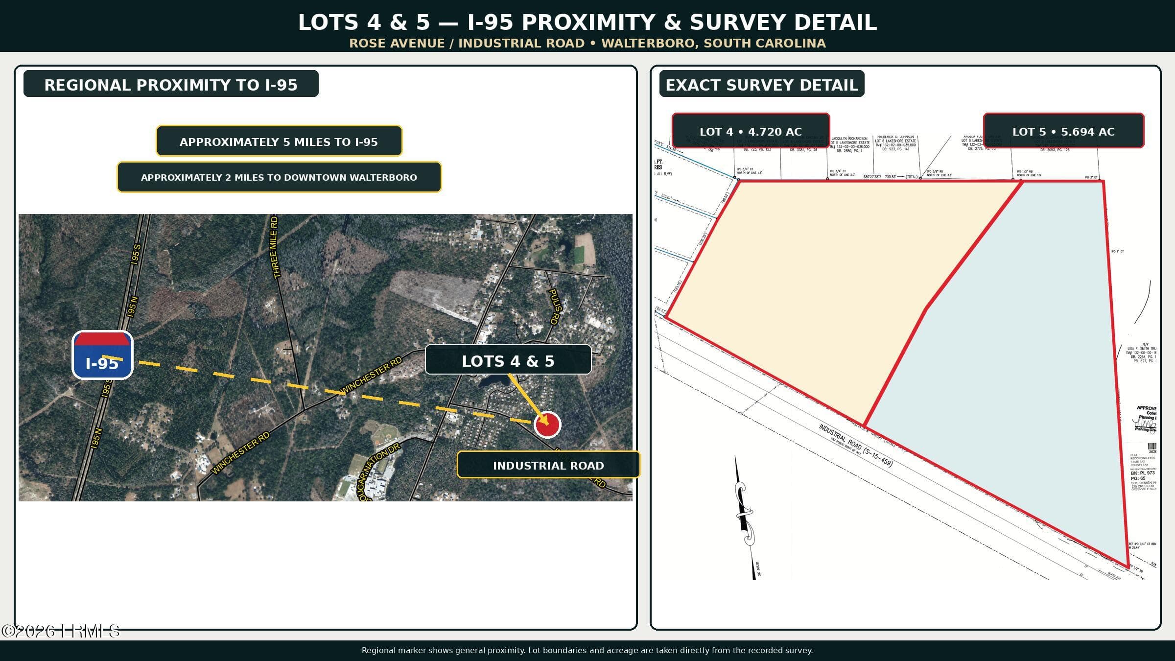 I95_Proximity_Exact_Lots_4_5_Survey - Tbd Lot 4 Industrial Road, Walterboro, SC 29488, Walterboro