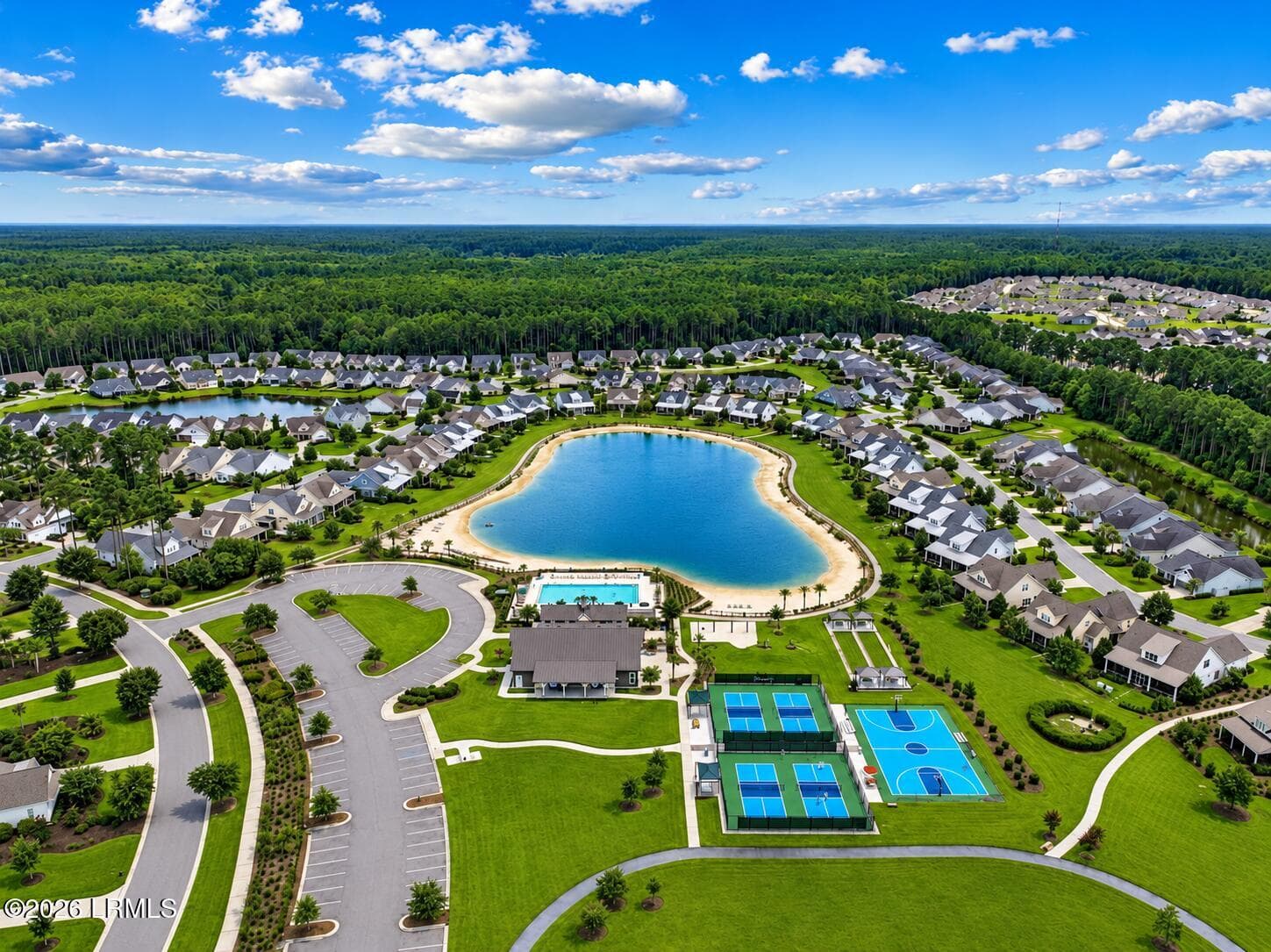 Aerial resort neighborhood by lagoon - 224 Hampton Lake Drive, Bluffton, SC 29910, Bluffton