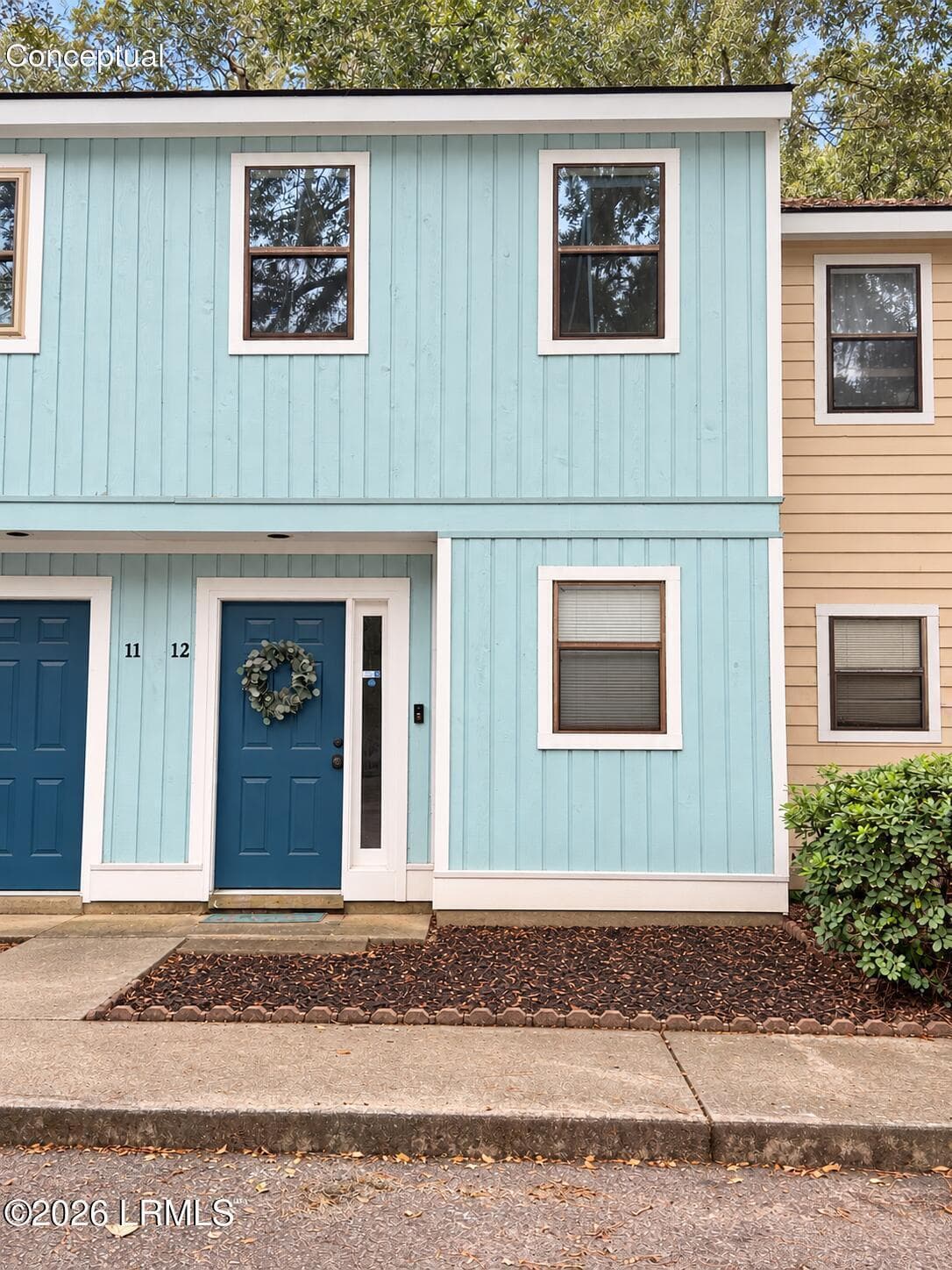 Pastel Blue Townhouse Facade with Wreath - 2304 Pine S 12, Beaufort, SC 29902