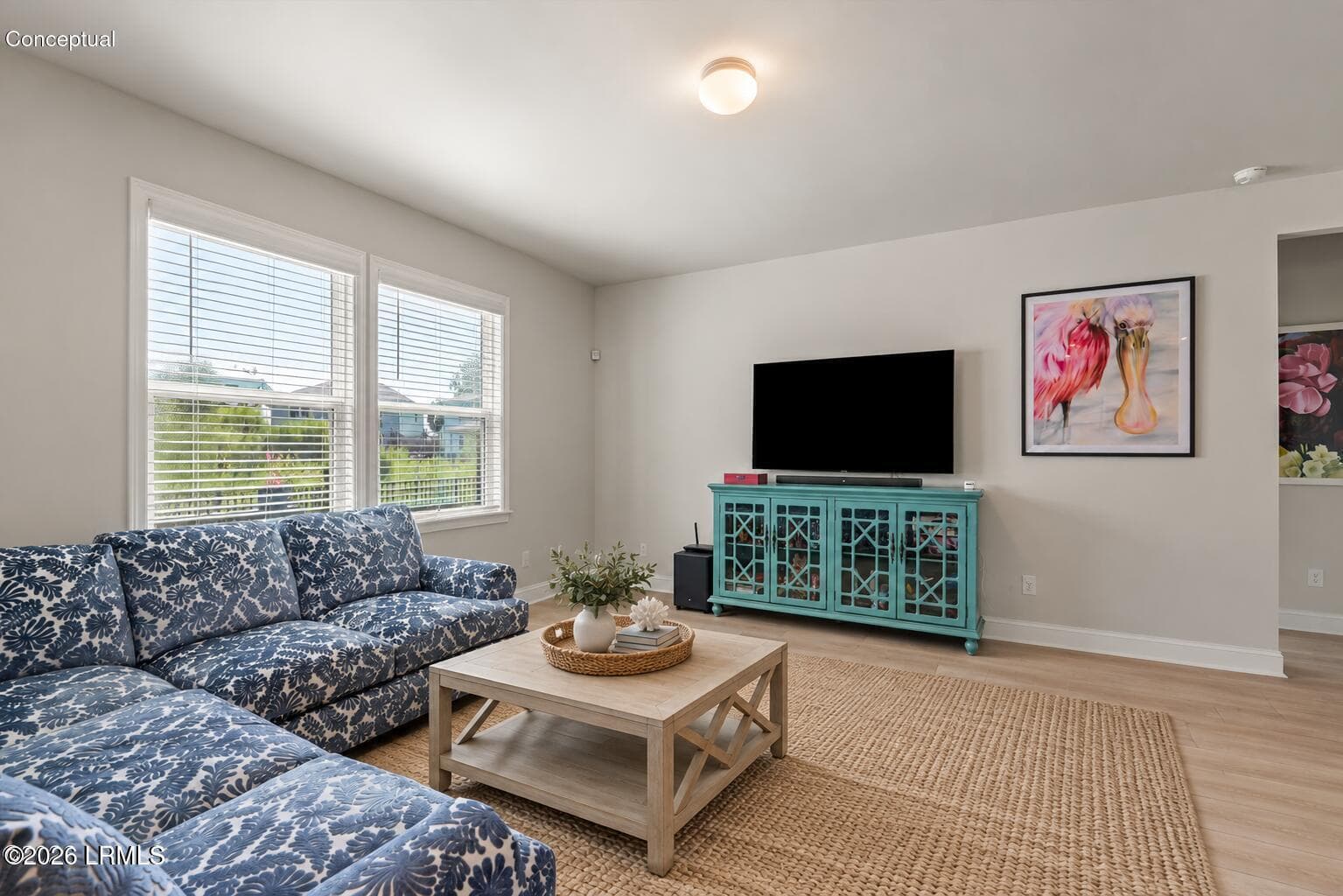Bright Coastal Farmhouse Living Room - 1205 Cassander Creek Road, Beaufort, SC 29902