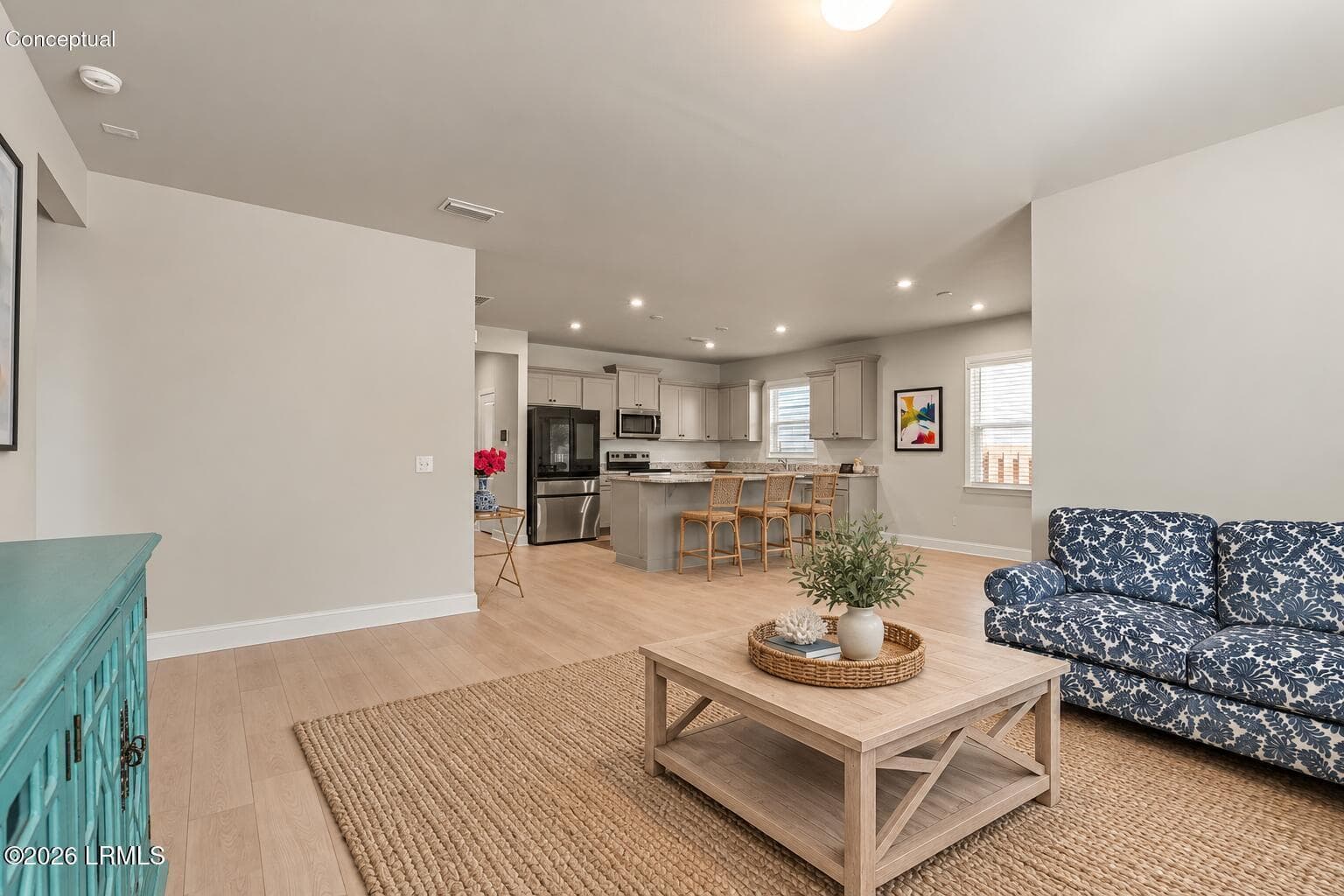 Coastal Modern Living Room and Kitchen - 1205 Cassander Creek Road, Beaufort, SC 29902
