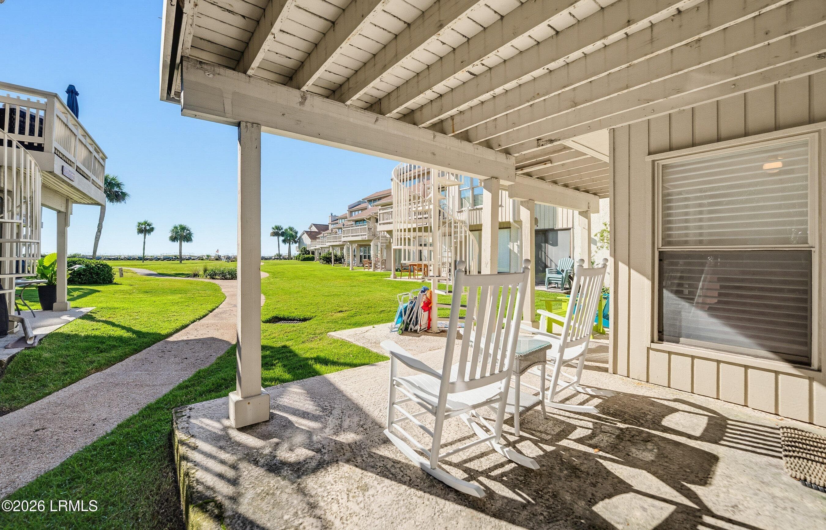 Private covered patio - 119 Captain John Fripp Villa, Fripp Island, SC 29920, Fripp Island