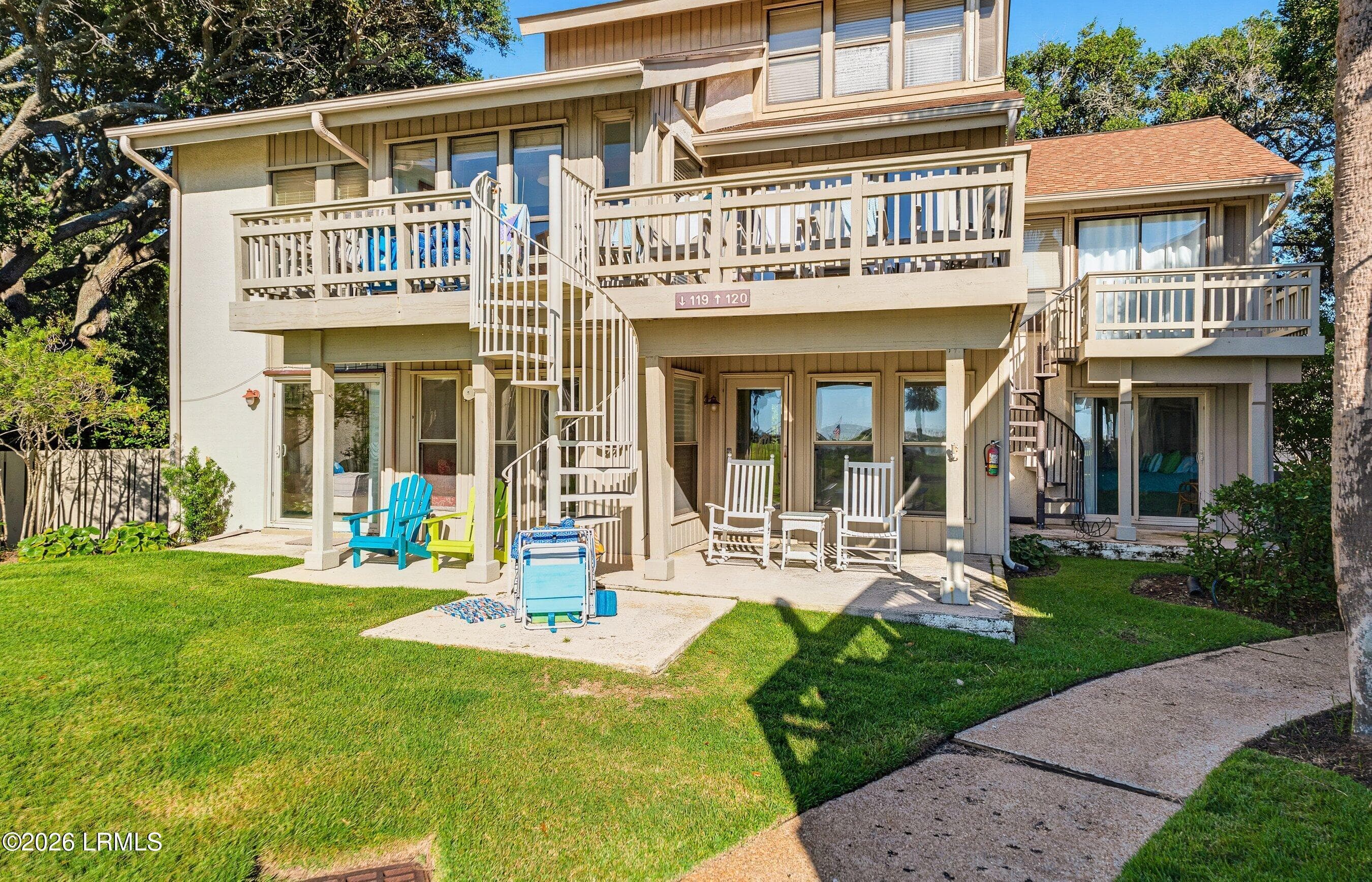 Private covered patio - 119 Captain John Fripp Villa, Fripp Island, SC 29920, Fripp Island