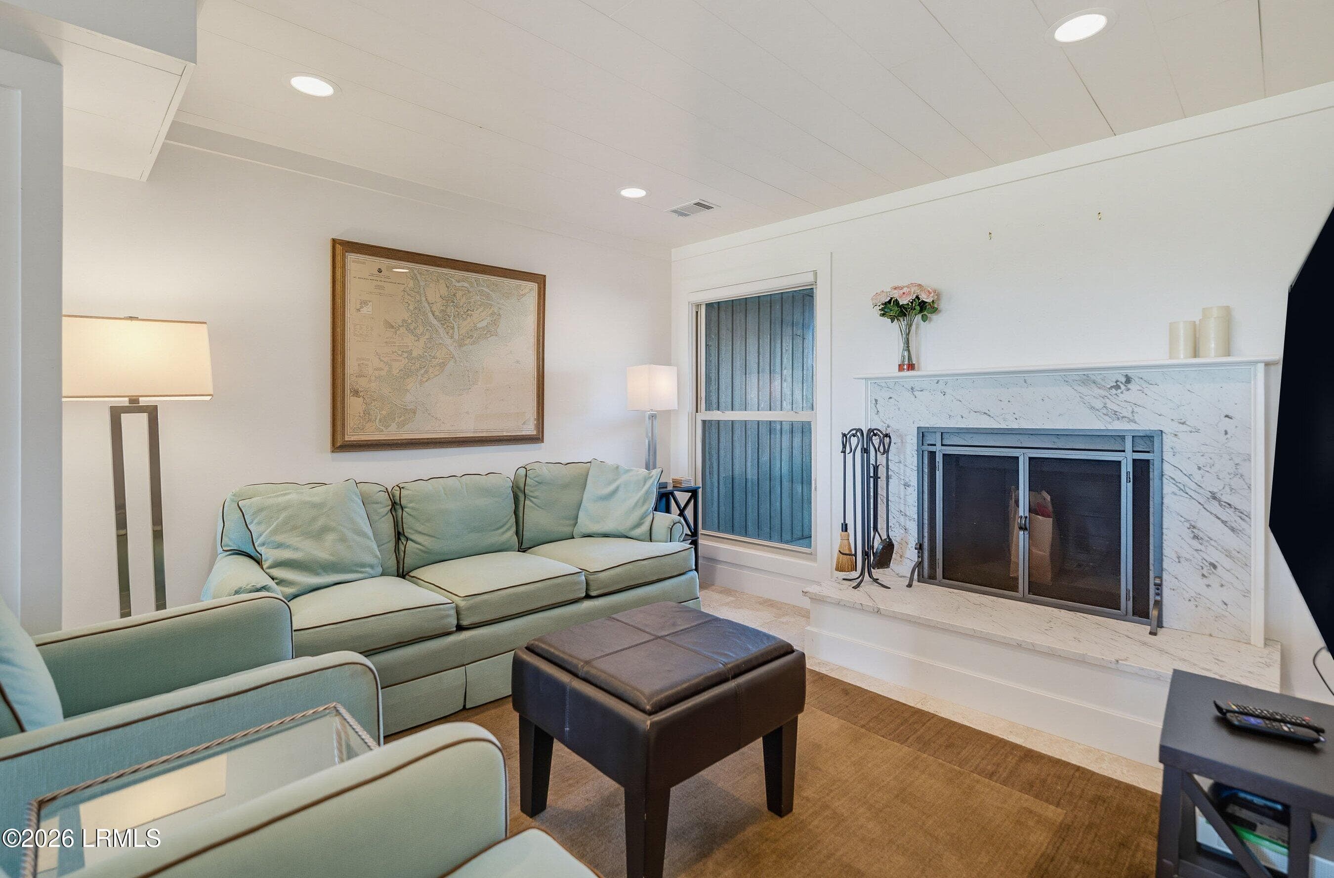 Family room with Fireplace - 119 Captain John Fripp Villa, Fripp Island, SC 29920, Fripp Island