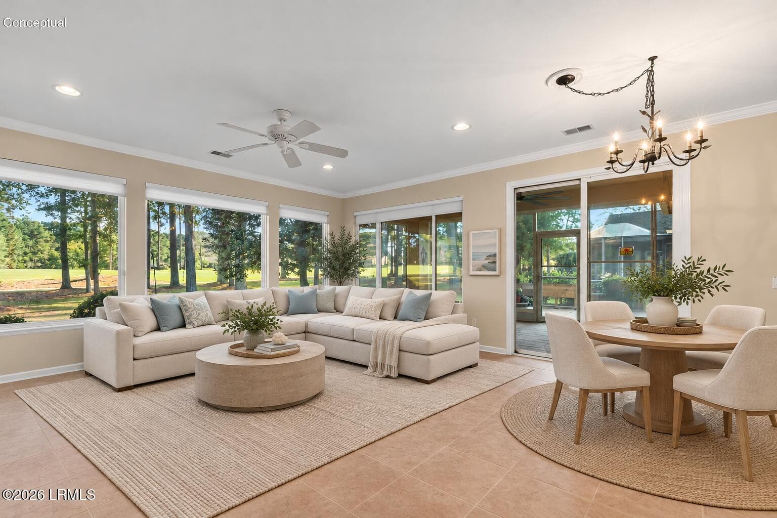 Bright Coastal Living and Dining Room - 74 Stratford Village Way, Bluffton, SC 29909