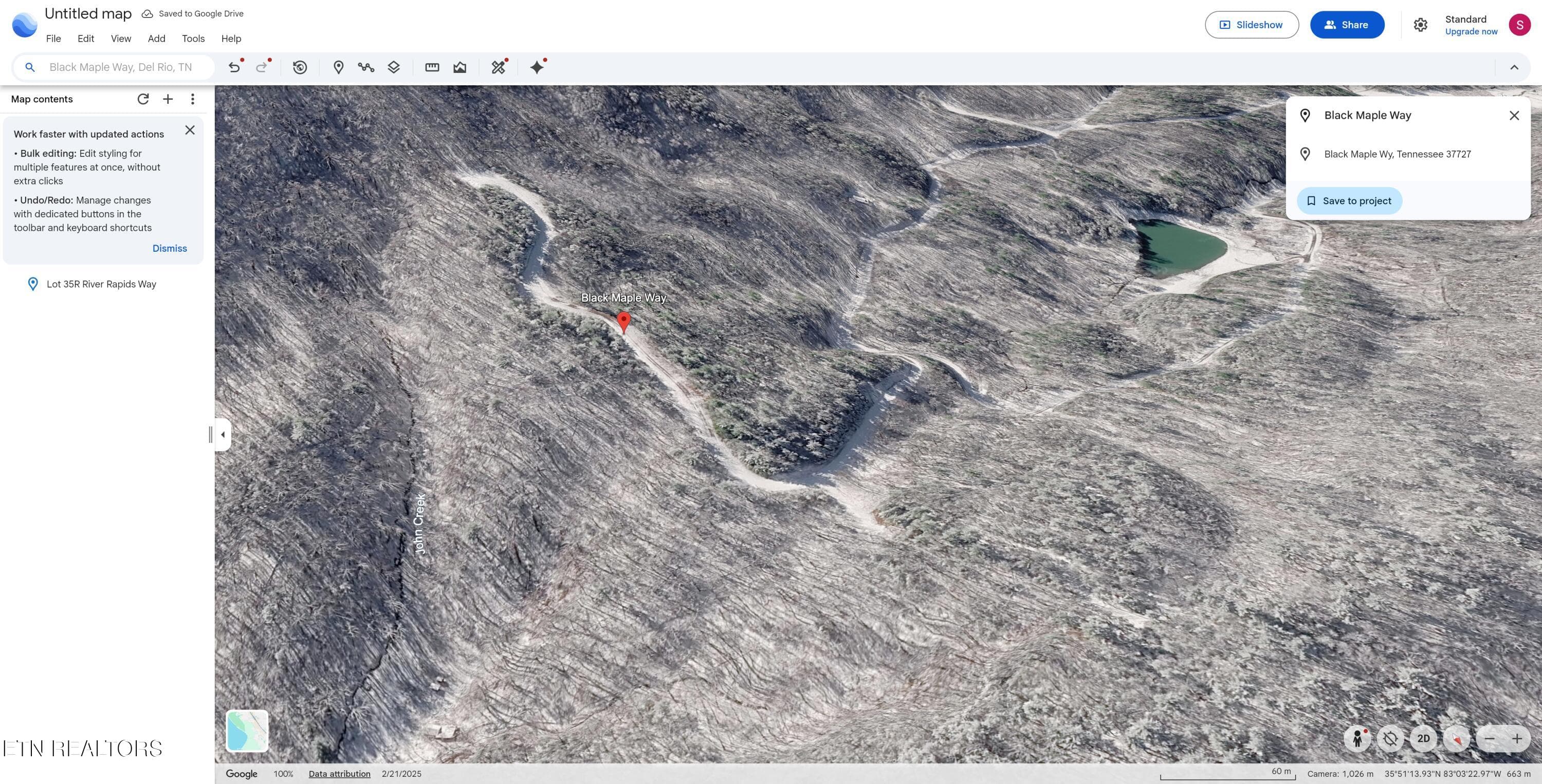 Google Earth aerial view - Lot 41 Black Maple Way, Del Rio, TN 37727, Del Rio