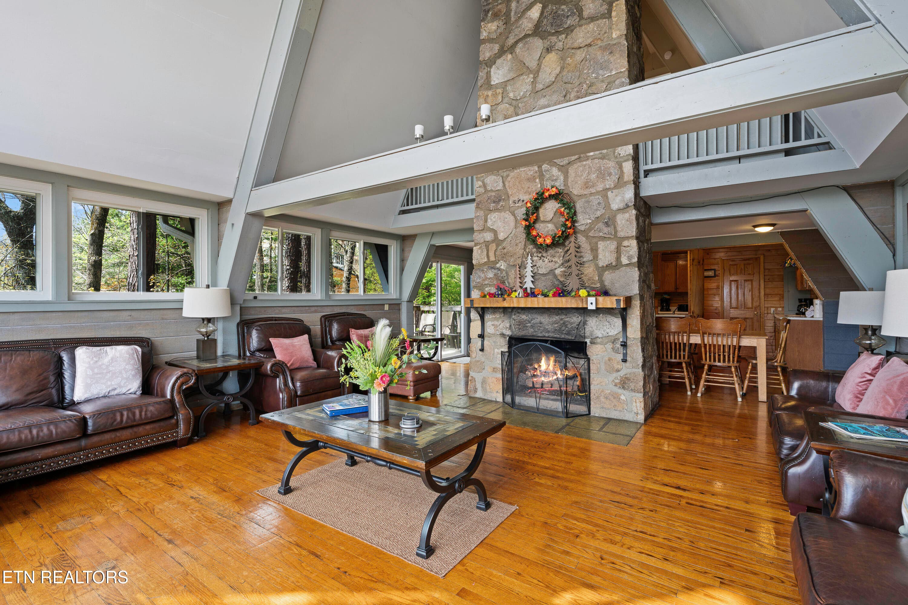 Living / Dining / FP - 1066 Ski View Drive, Gatlinburg, TN 37738, Gatlinburg