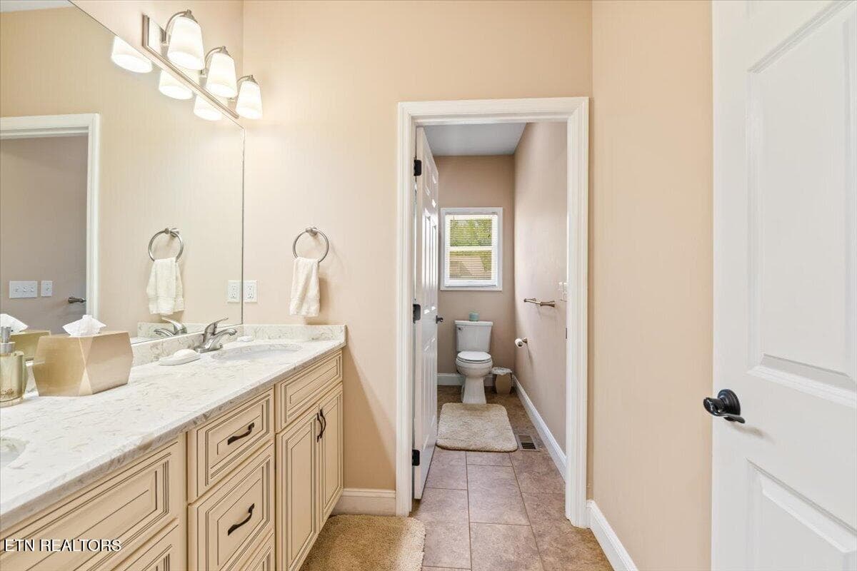 Guest Bath 2 Double Vanity:Toilet - 1380 E Norris Point Rd, LaFollette, TN 37766, LaFollette