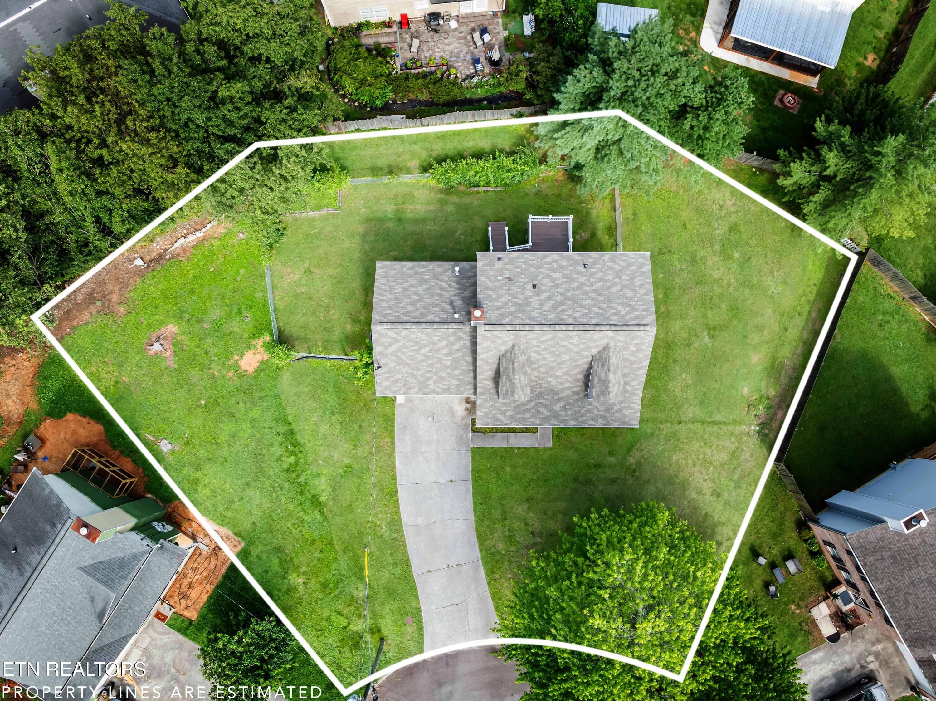 Estimated Lot lines - 4541 Kinlock Lane, Knoxville, TN 37921, Knoxville