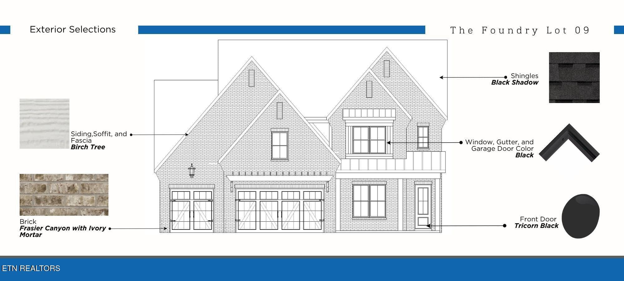 FOUNDRY09 EXTERIOR SELECTIONS BOARD - Lot 9 Silver Cedar, Knoxville, TN 37932, Knoxville