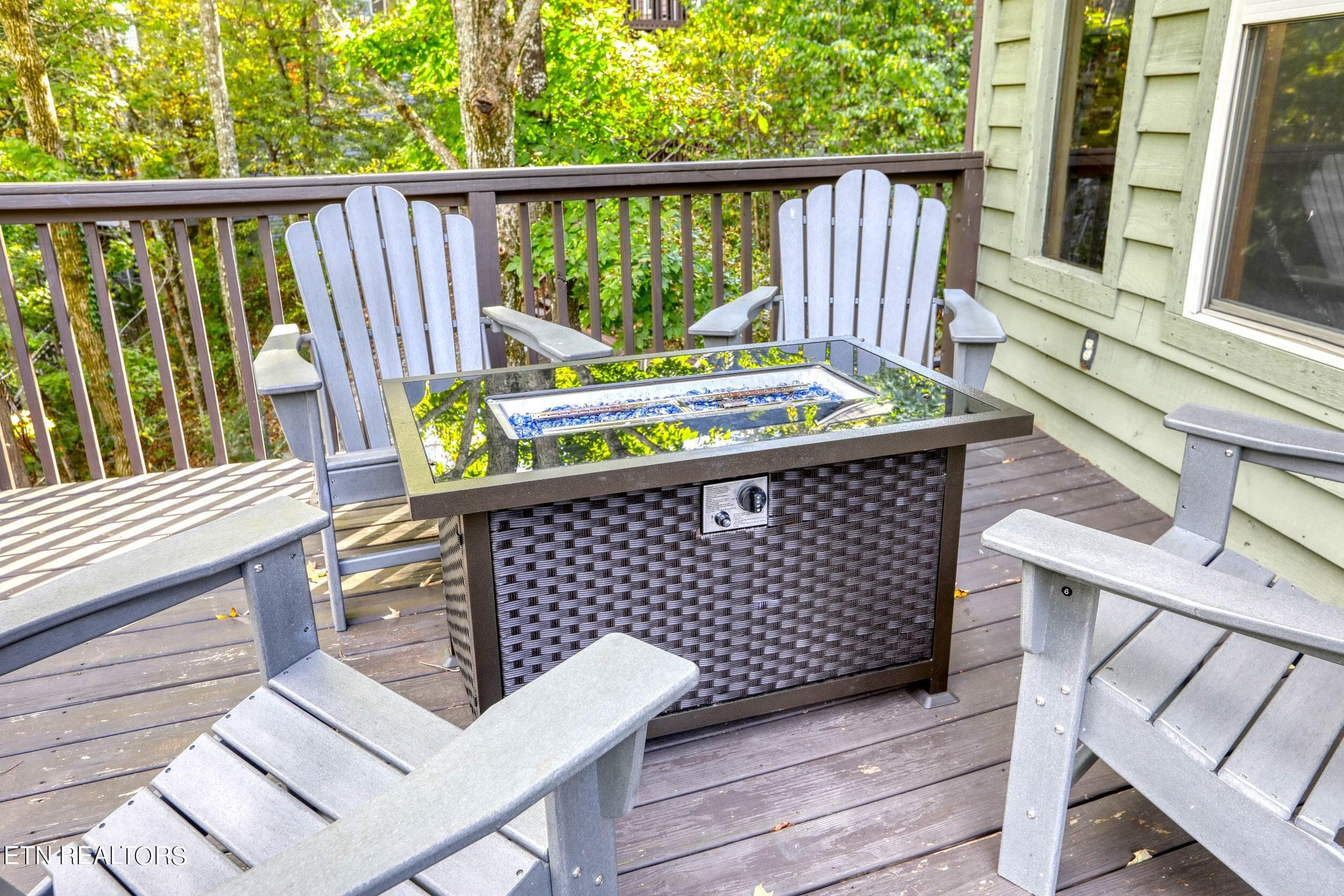 propane fire table gathering - 123 Flat Lake Circle, Speedwell, TN 37870, Speedwell
